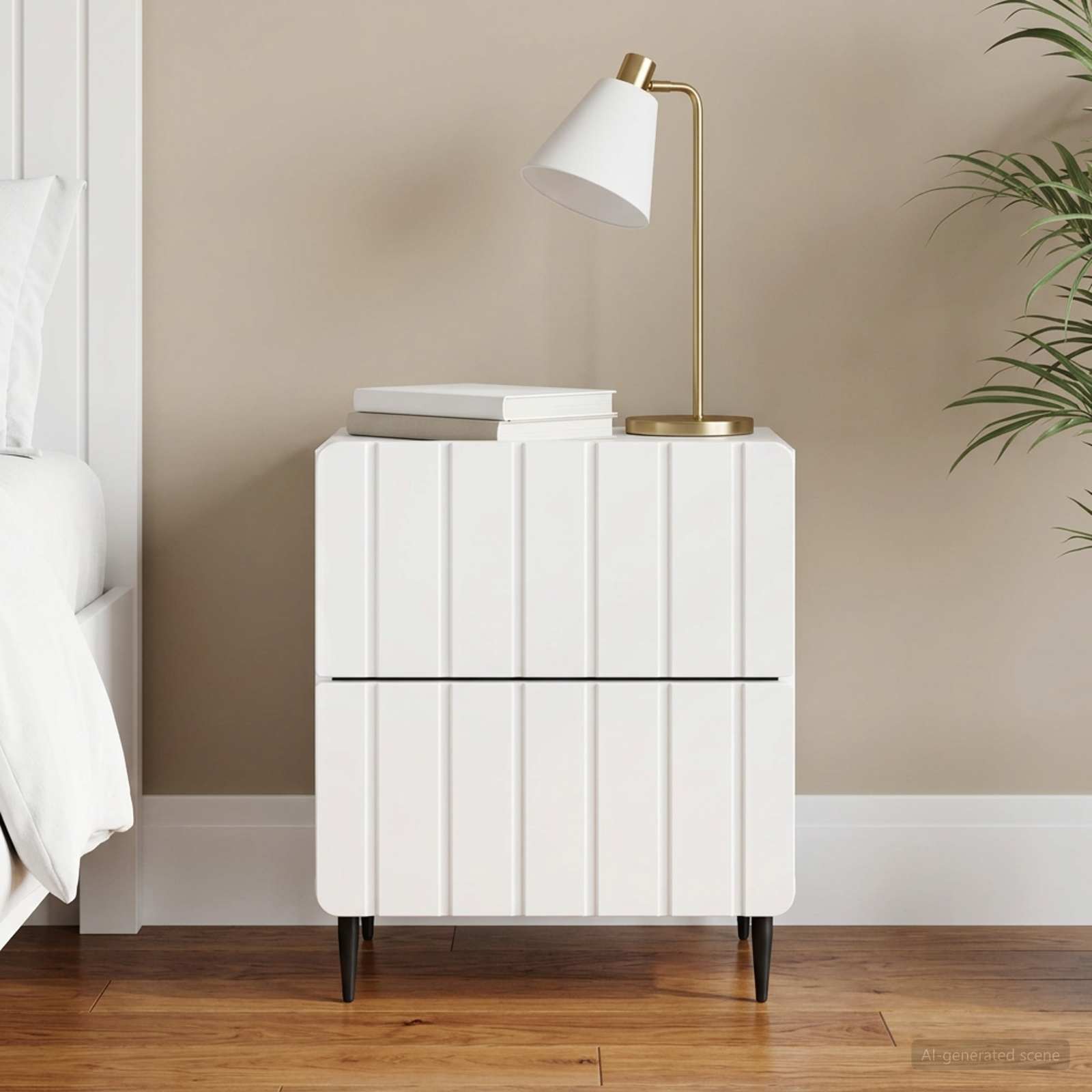 vidaXL Bedside Cabinet High Gloss White 43 x 34.5 x 49.5 cm 1