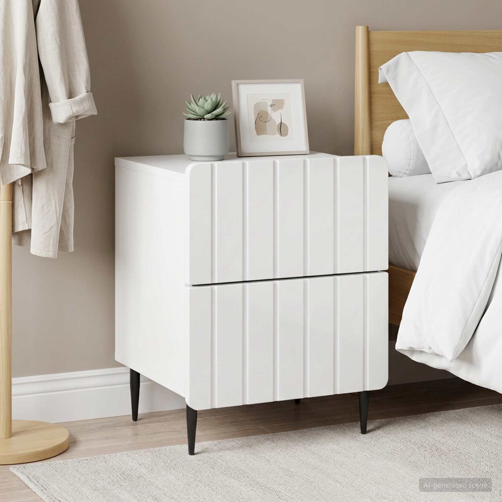 vidaXL Bedside Cabinet 2 pcs High Gloss White 43 x 34.5 x 49.5 cm 1
