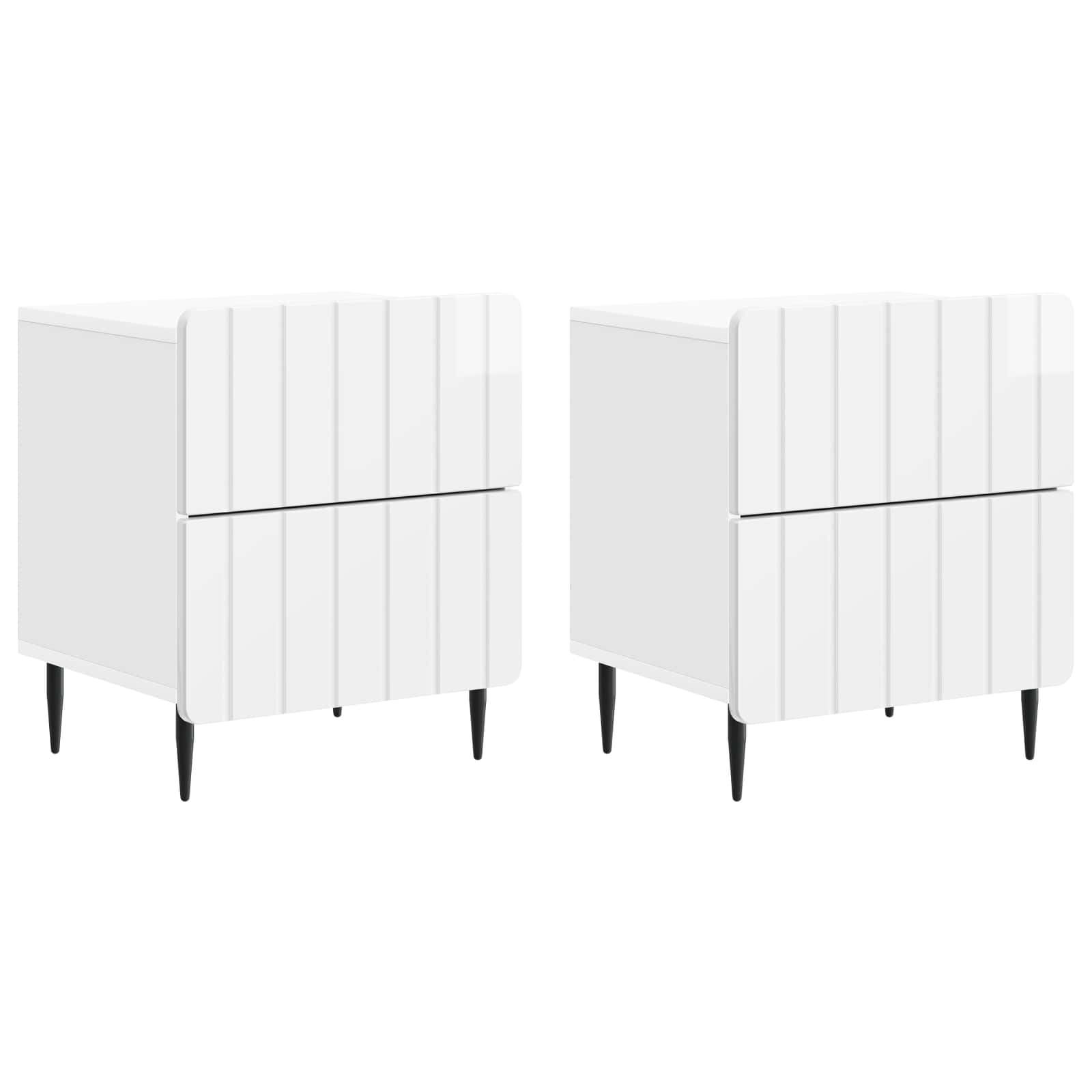 vidaXL Bedside Cabinet 2 pcs High Gloss White 43 x 34.5 x 49.5 cm 2