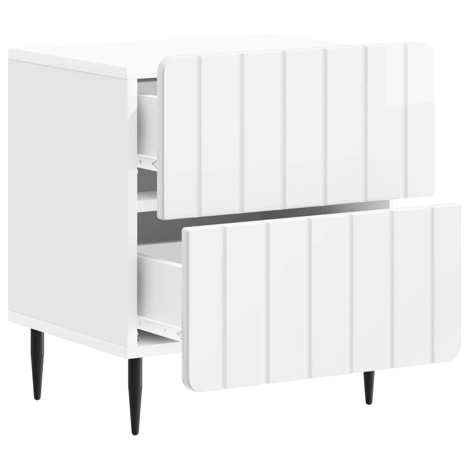 vidaXL Bedside Cabinet 2 pcs High Gloss White 43 x 34.5 x 49.5 cm 6