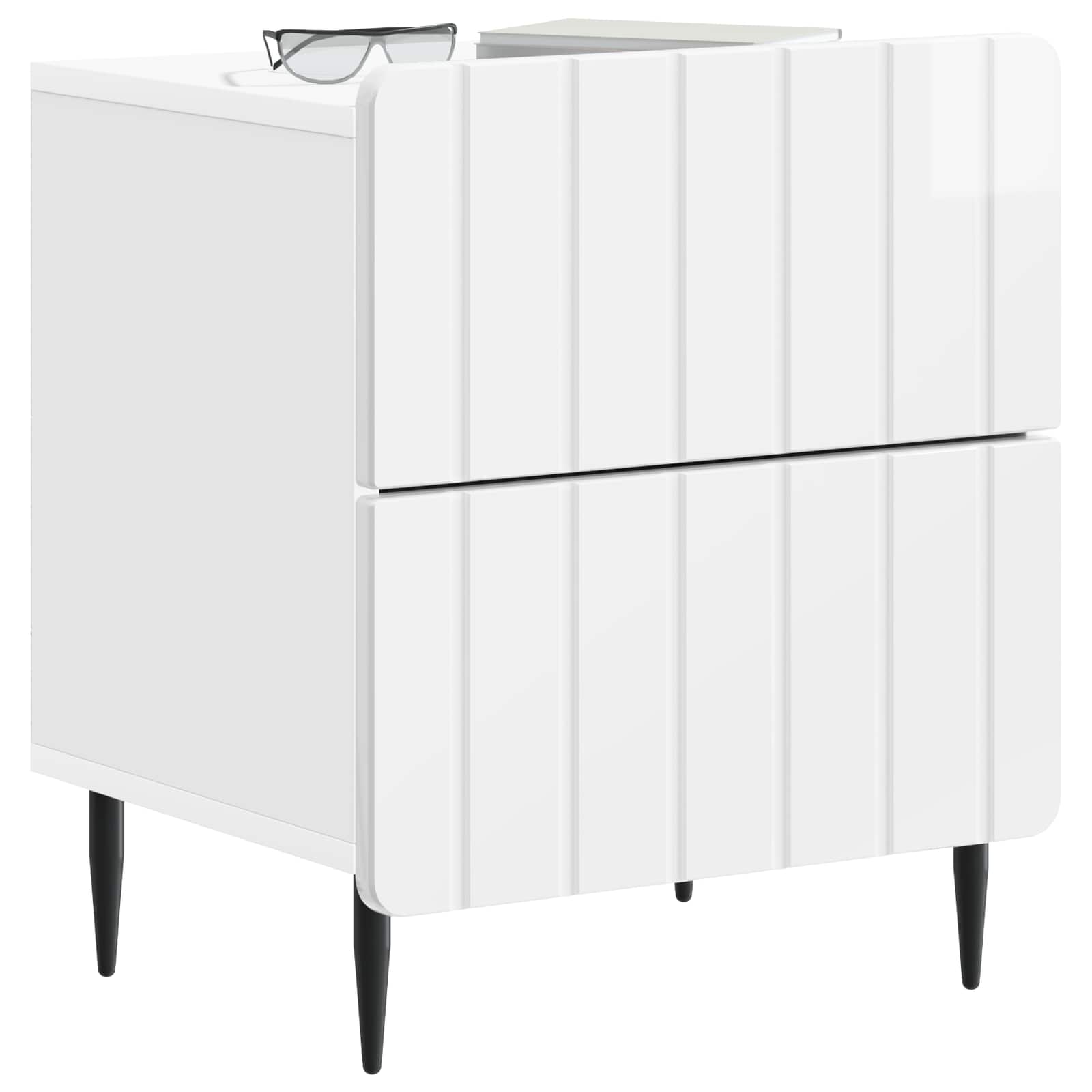 vidaXL Bedside Cabinet 2 pcs High Gloss White 43 x 34.5 x 49.5 cm 3