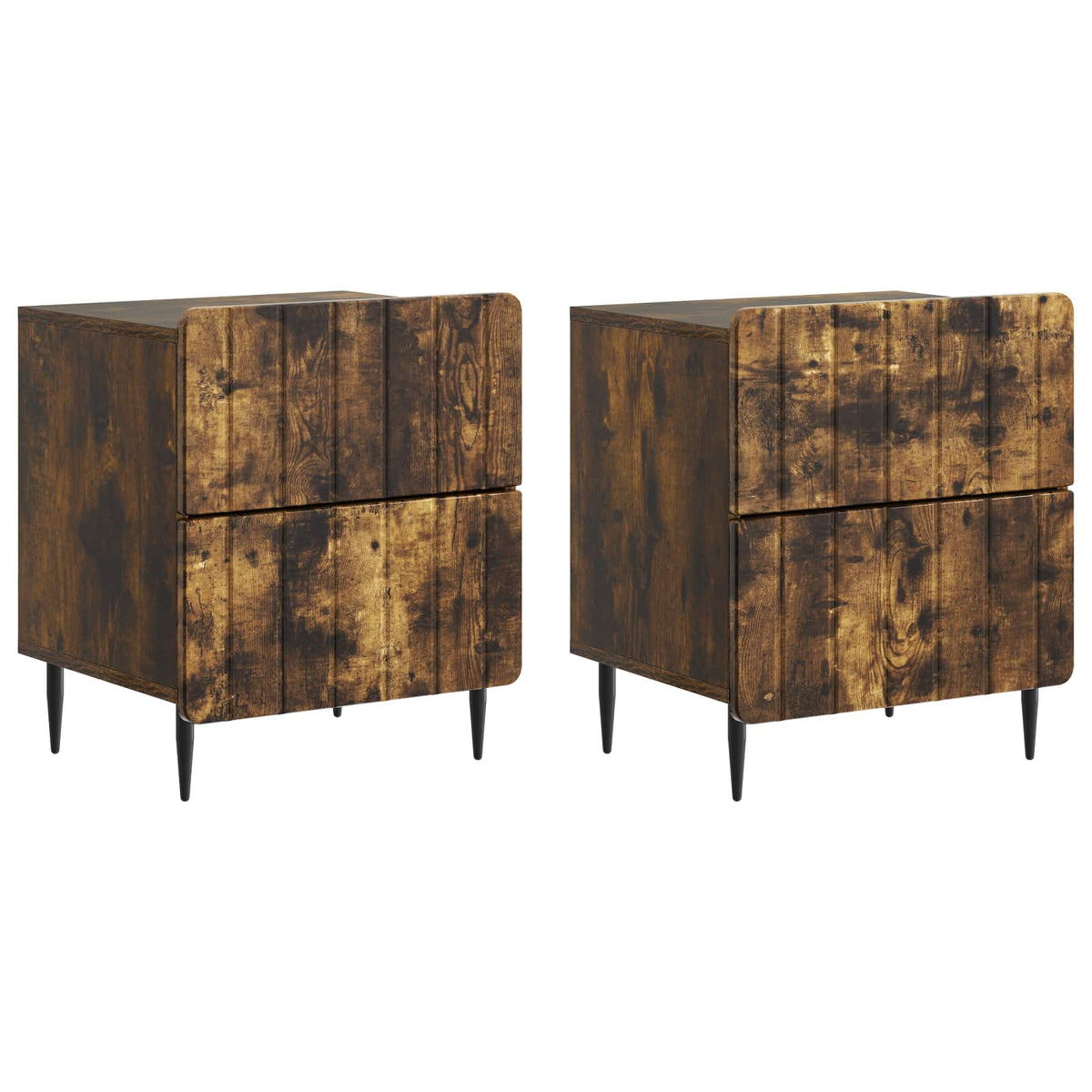 vidaXL Bedside Cabinet 2 pcs Smoked Oak 43 x 34.5 x 49.5 cm 2