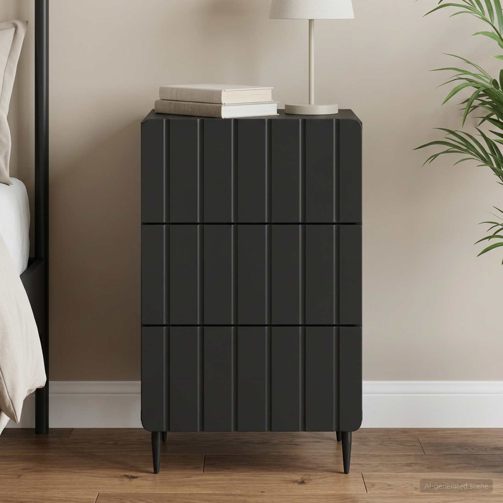 vidaXL Bedside Cabinet Black 43x 41 x 68 cm Engineered Wood 1