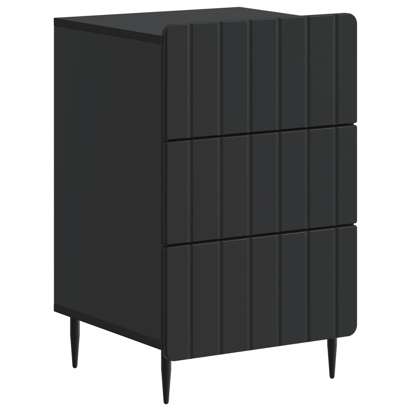 vidaXL Bedside Cabinet Black 43x 41 x 68 cm Engineered Wood 2