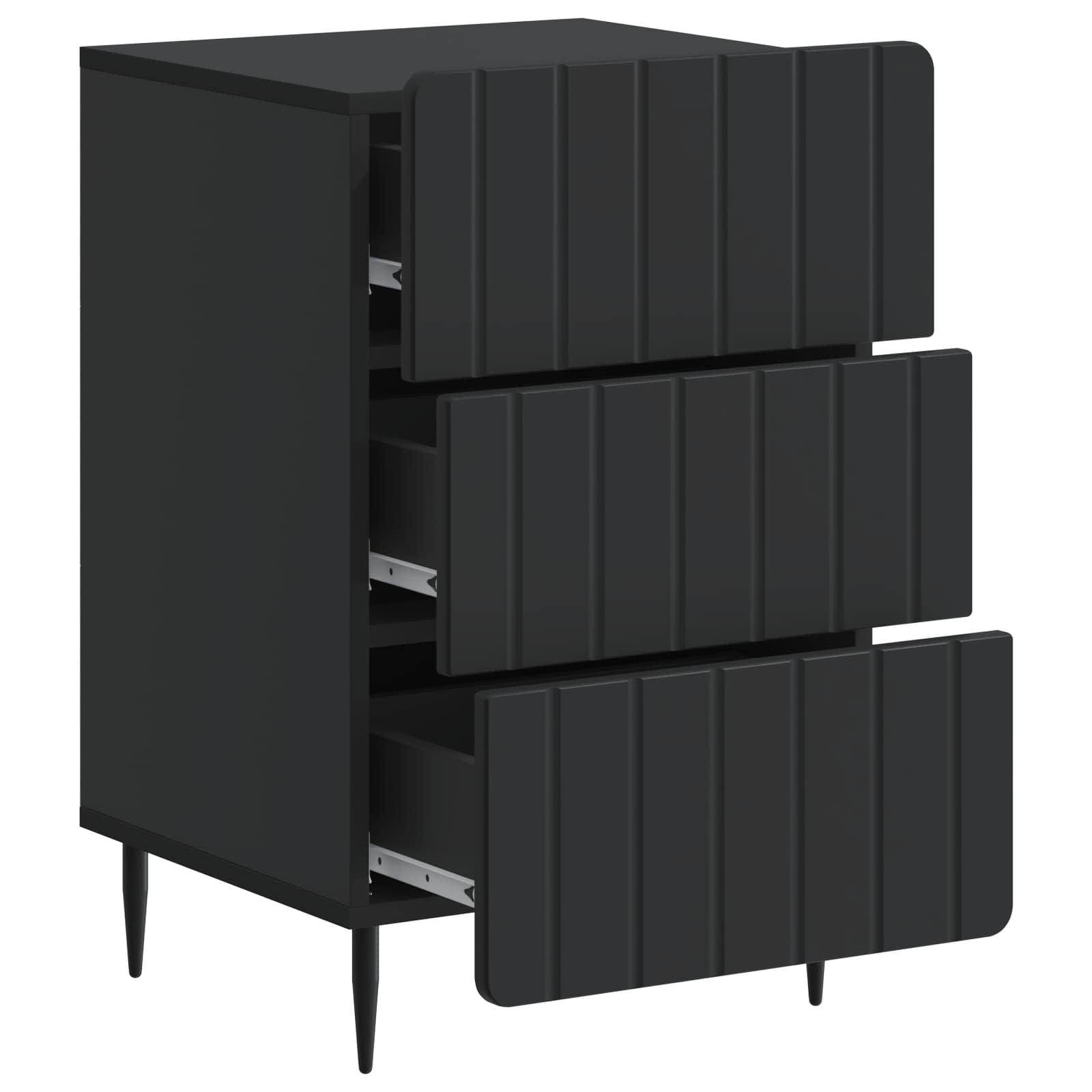 vidaXL Bedside Cabinet Black 43x 41 x 68 cm Engineered Wood 4