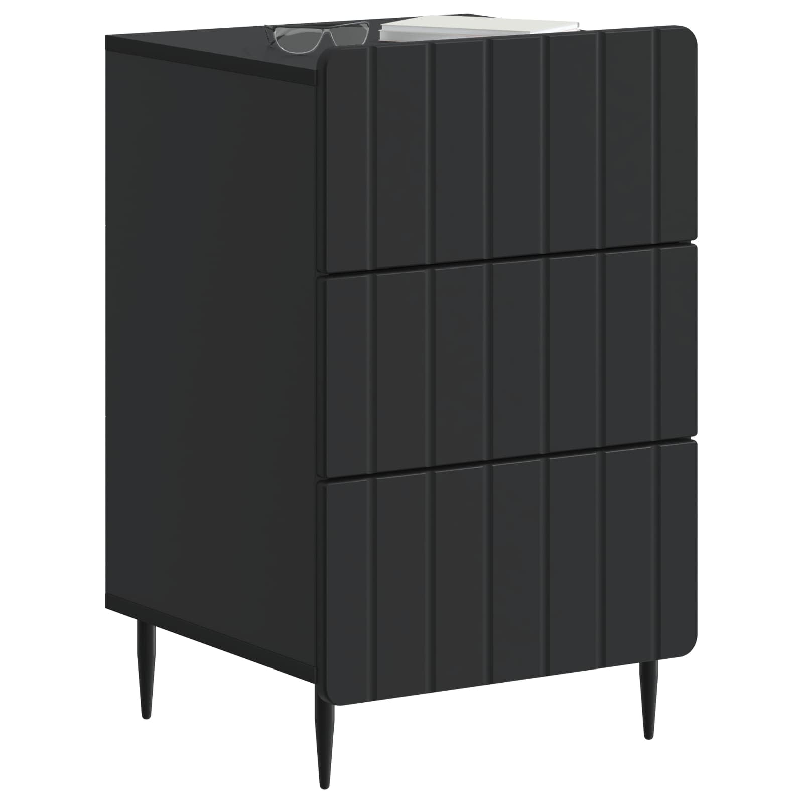 vidaXL Bedside Cabinet Black 43x 41 x 68 cm Engineered Wood 3