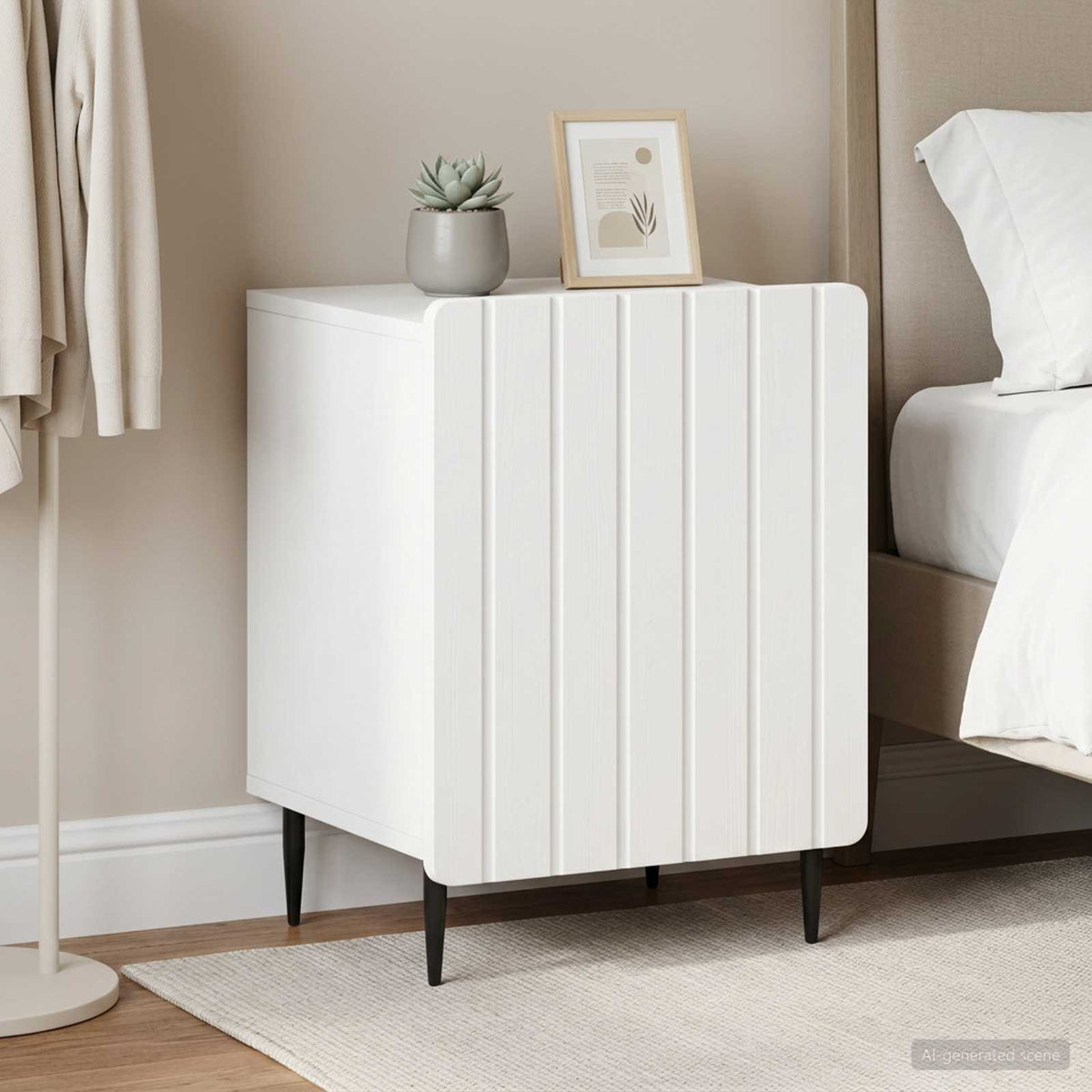 Bedside Cabinet 43 x 34.5 x 52 cm Engineered Wood White 2