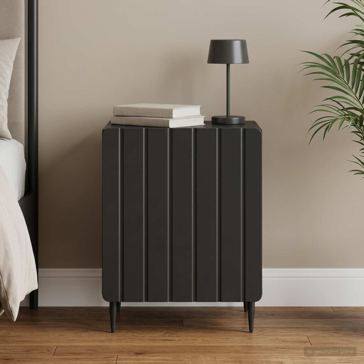 Bedside Cabinet 43 x 34.5 x 52 cm Engineered Wood Black 1