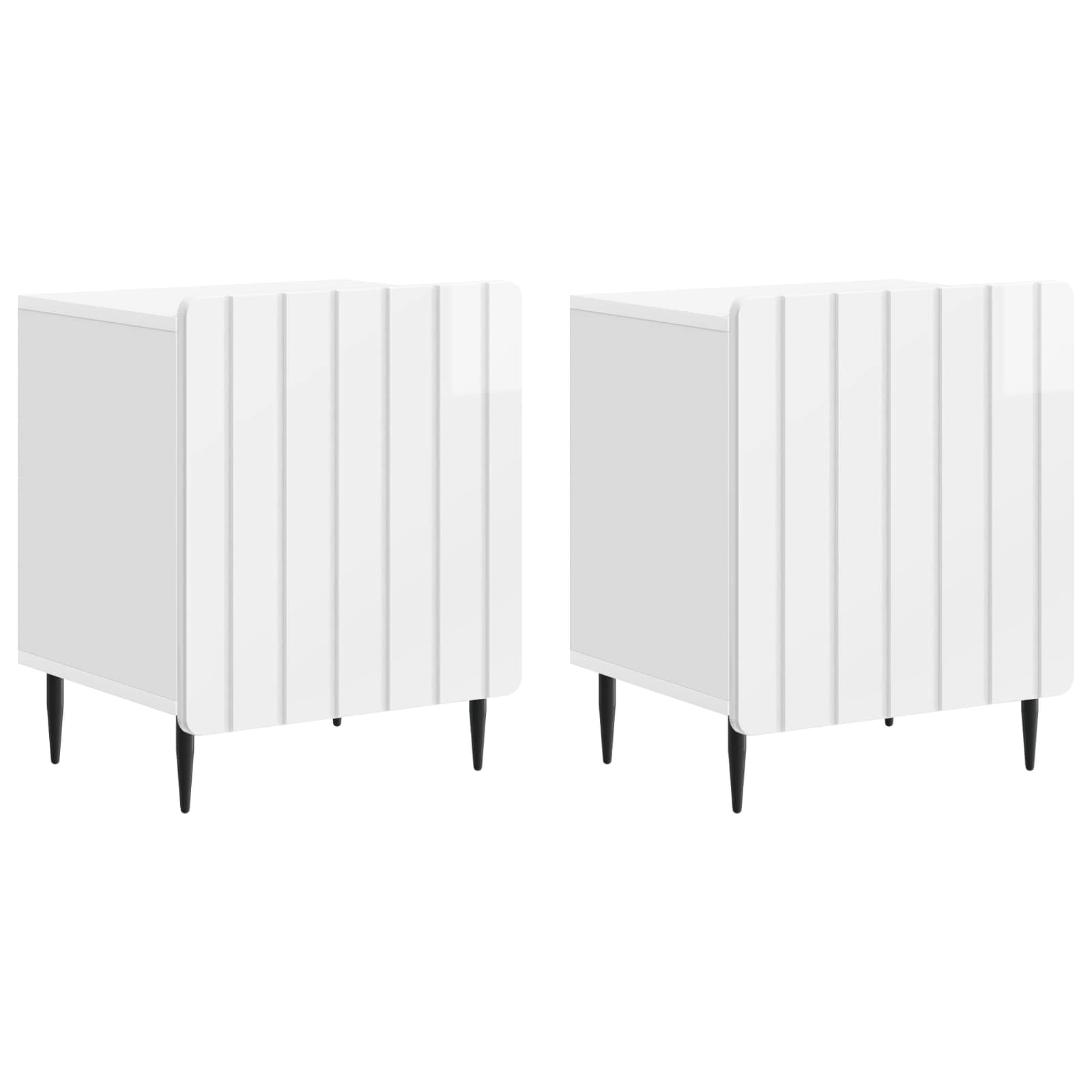 vidaXL Bedside Cabinet 2 pcs High Gloss White 43 x 34.5 x 52 cm 2