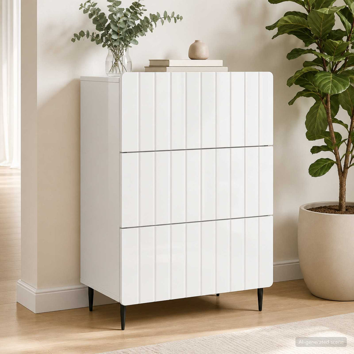 Drawer Cabinet 66 x 34.5 x 92 cm Engineered Wood White