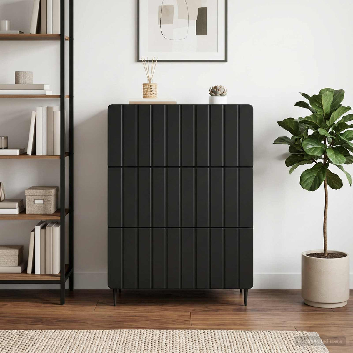 Drawer Cabinet Engineered Wood Black, image 4