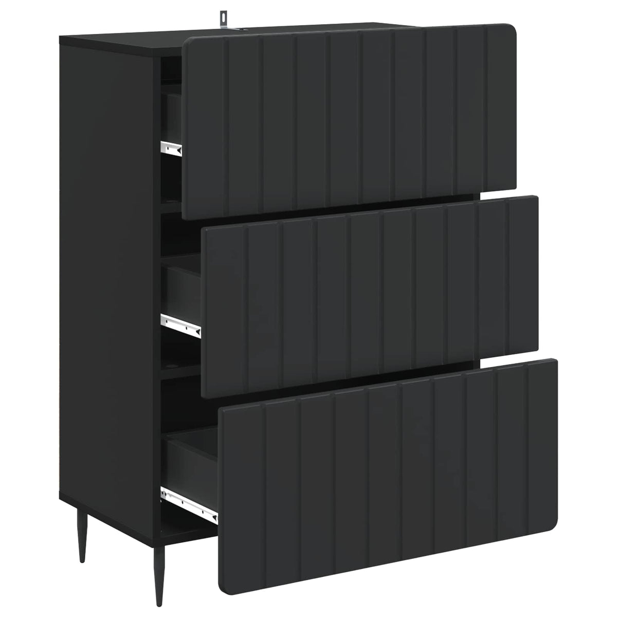 Drawer Cabinet Engineered Wood Black, image 5