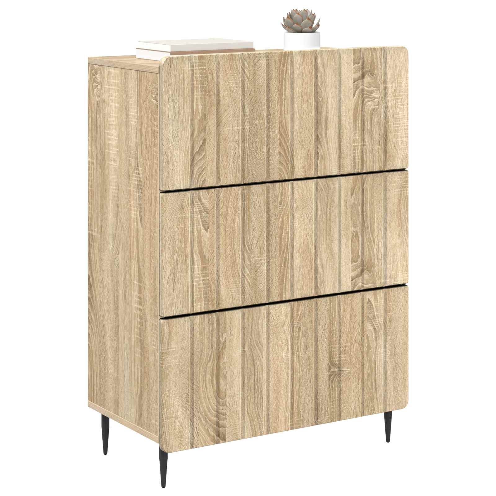 vidaXL Drawer Cabinet 66 x 34.5 x 92 cm Engineered Wood Sonoma Oak 3