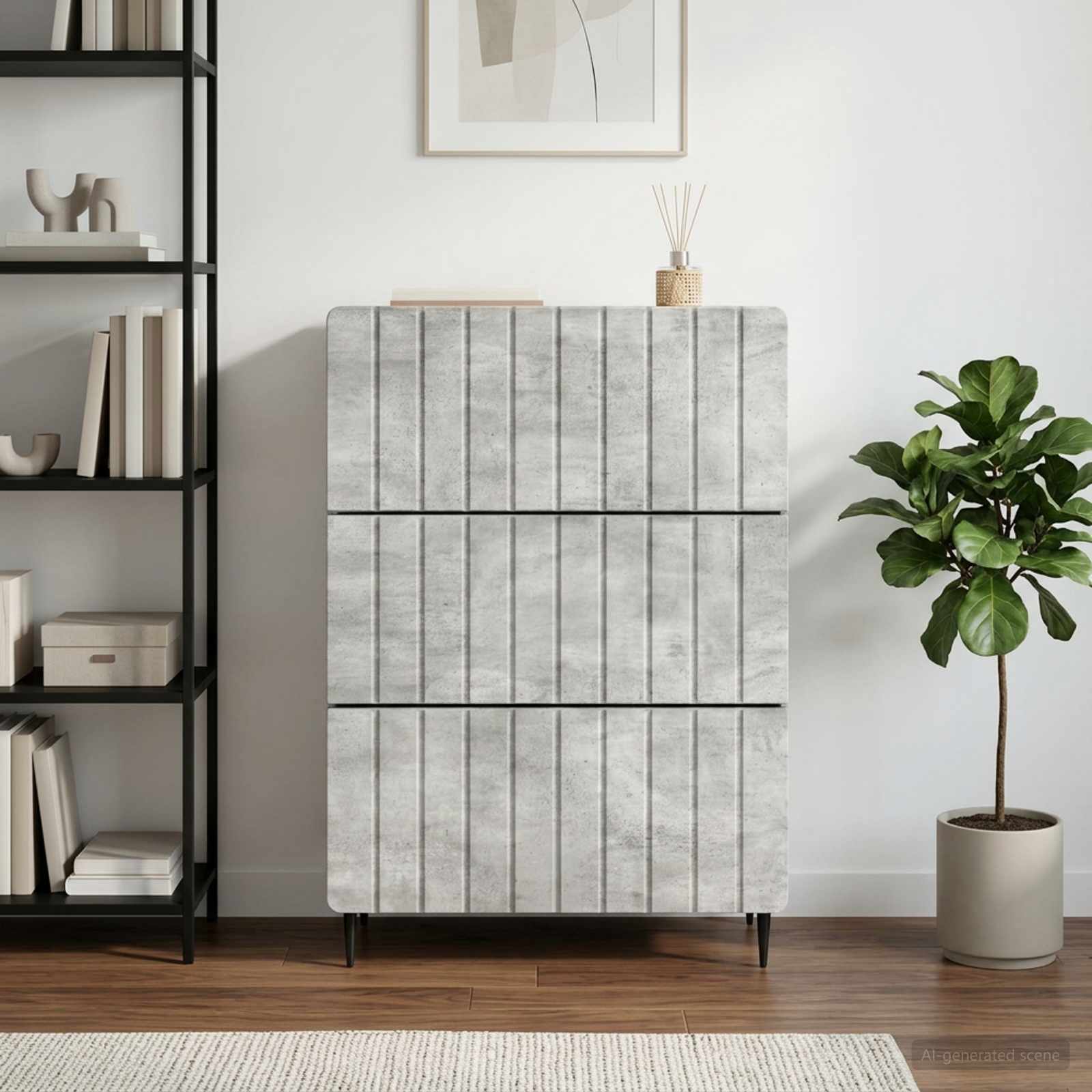 vidaXL Drawer Cabinet 66 x 34.5 x 92 cm Engineered Wood Concrete Grey 4