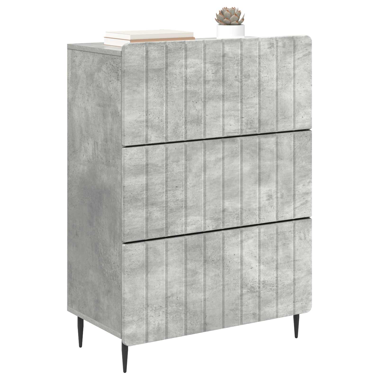 vidaXL Drawer Cabinet 66 x 34.5 x 92 cm Engineered Wood Concrete Grey 3
