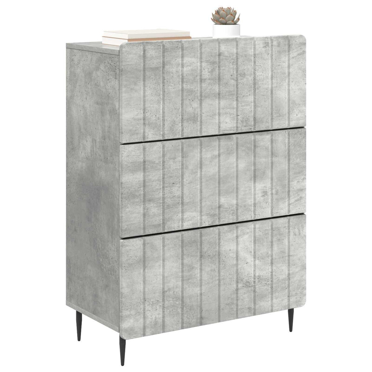 Drawer Cabinet 66 x 34.5 x 92 cm Engineered Wood Concrete grey