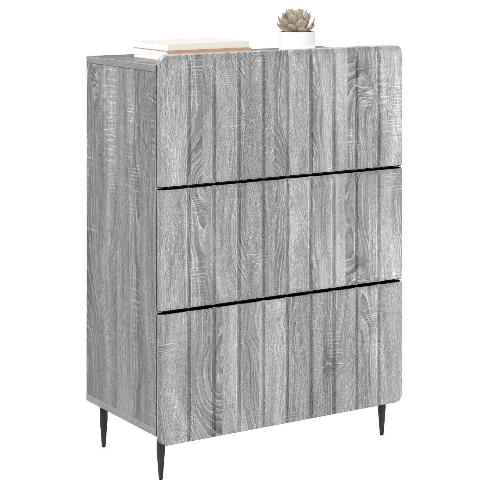 vidaXL Drawer Cabinet 66 x 34.5 x 92 cm Engineered Wood Grey Sonoma 3