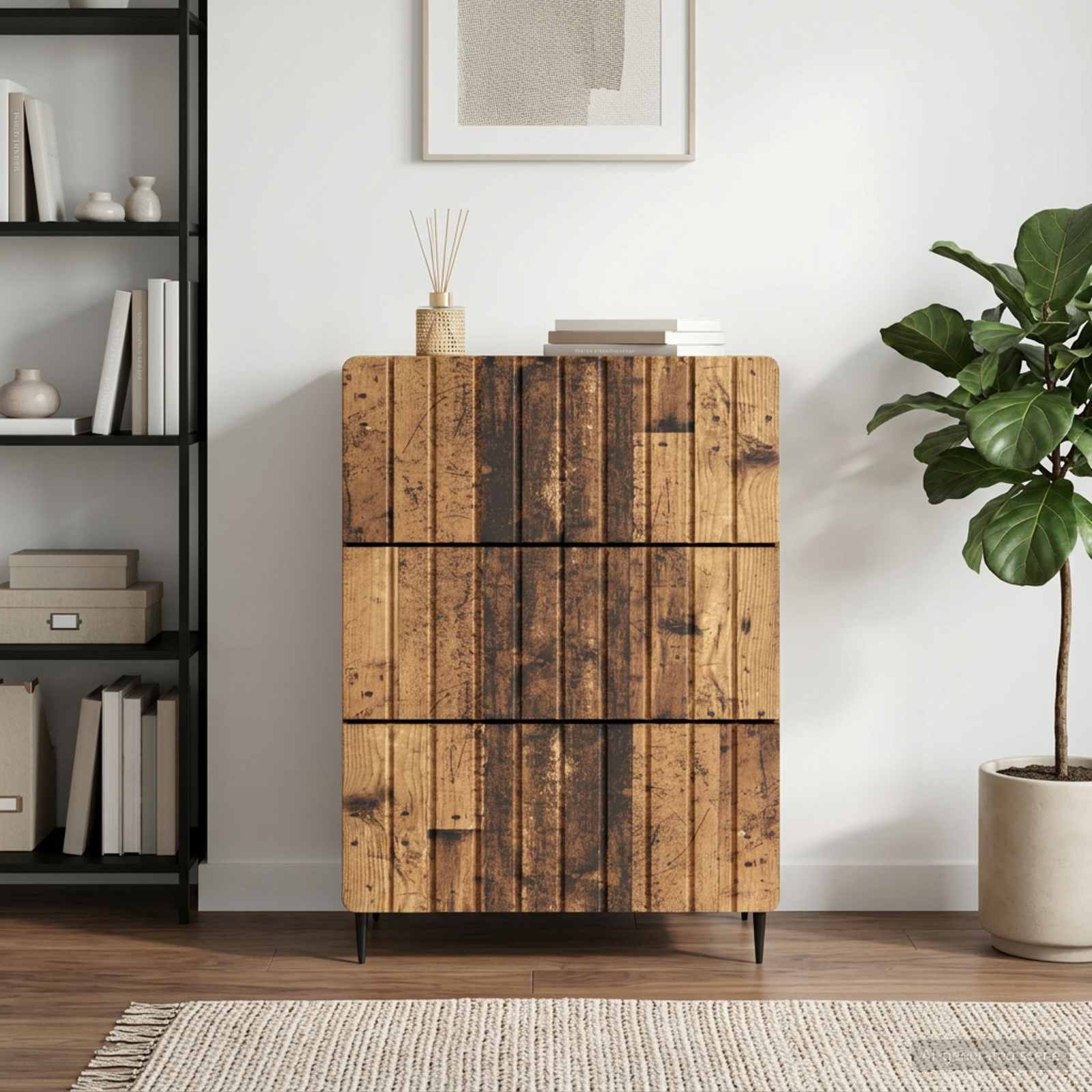 vidaXL Drawer Cabinet 66 x 34.5 x 92 cm Engineered Wood Old Wood 1
