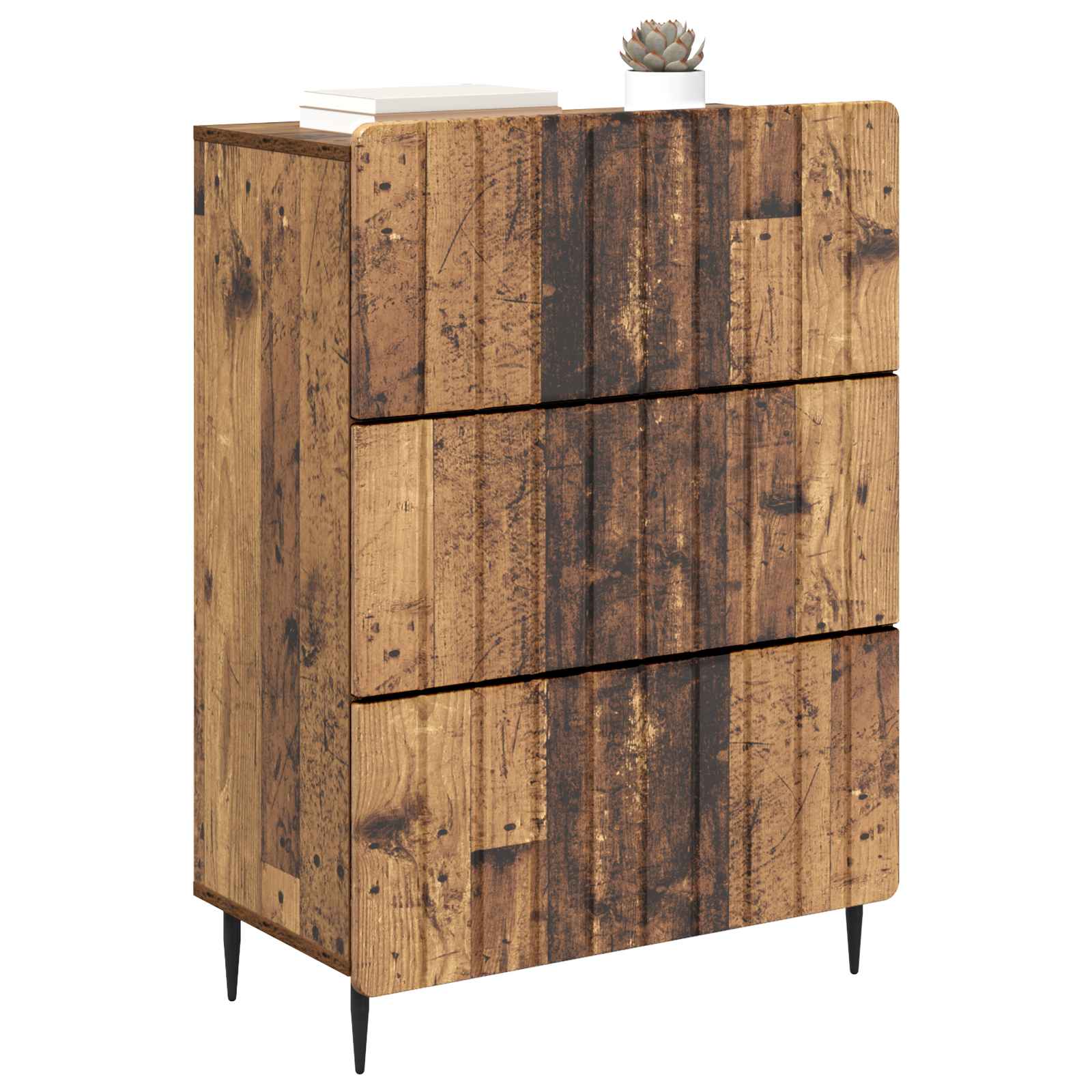 vidaXL Drawer Cabinet 66 x 34.5 x 92 cm Engineered Wood Old Wood 3
