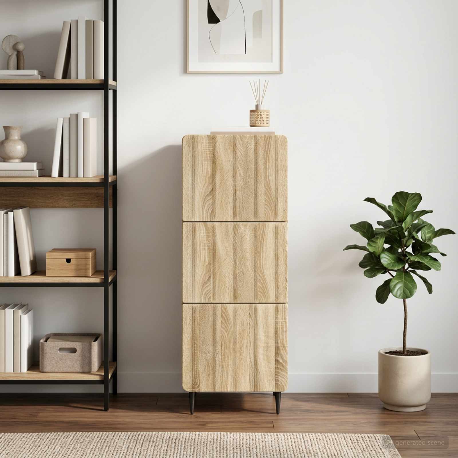 vidaXL Drawer Cabinet 33 x 34.5 x 92 cm Engineered Wood Sonoma Oak 4