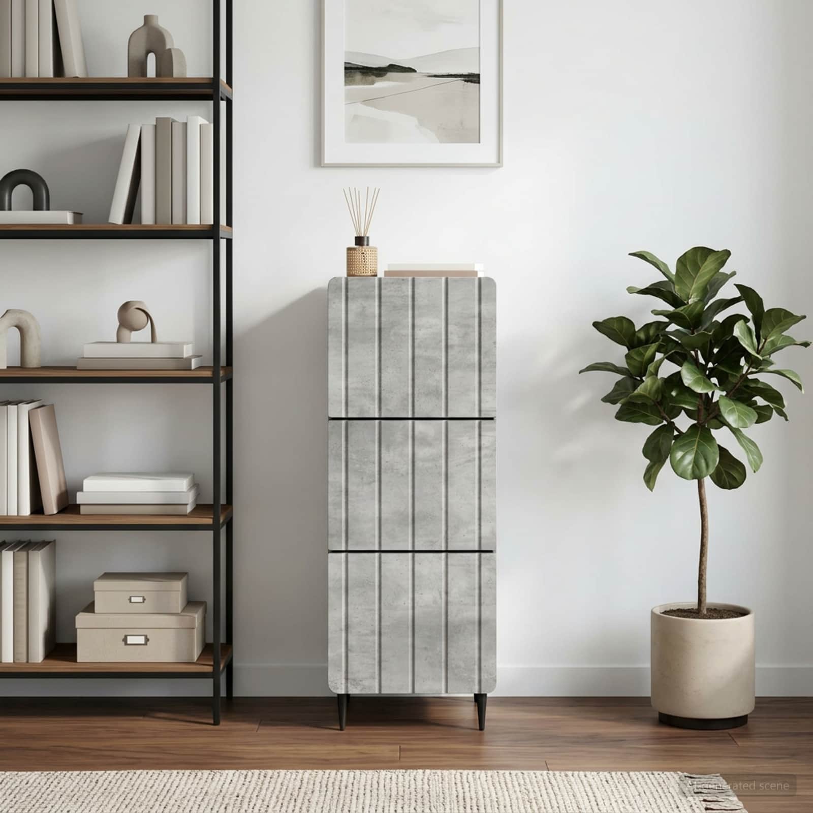 vidaXL Drawer Cabinet 33 x 34.5 x 92 cm Engineered Wood Concrete Grey 1