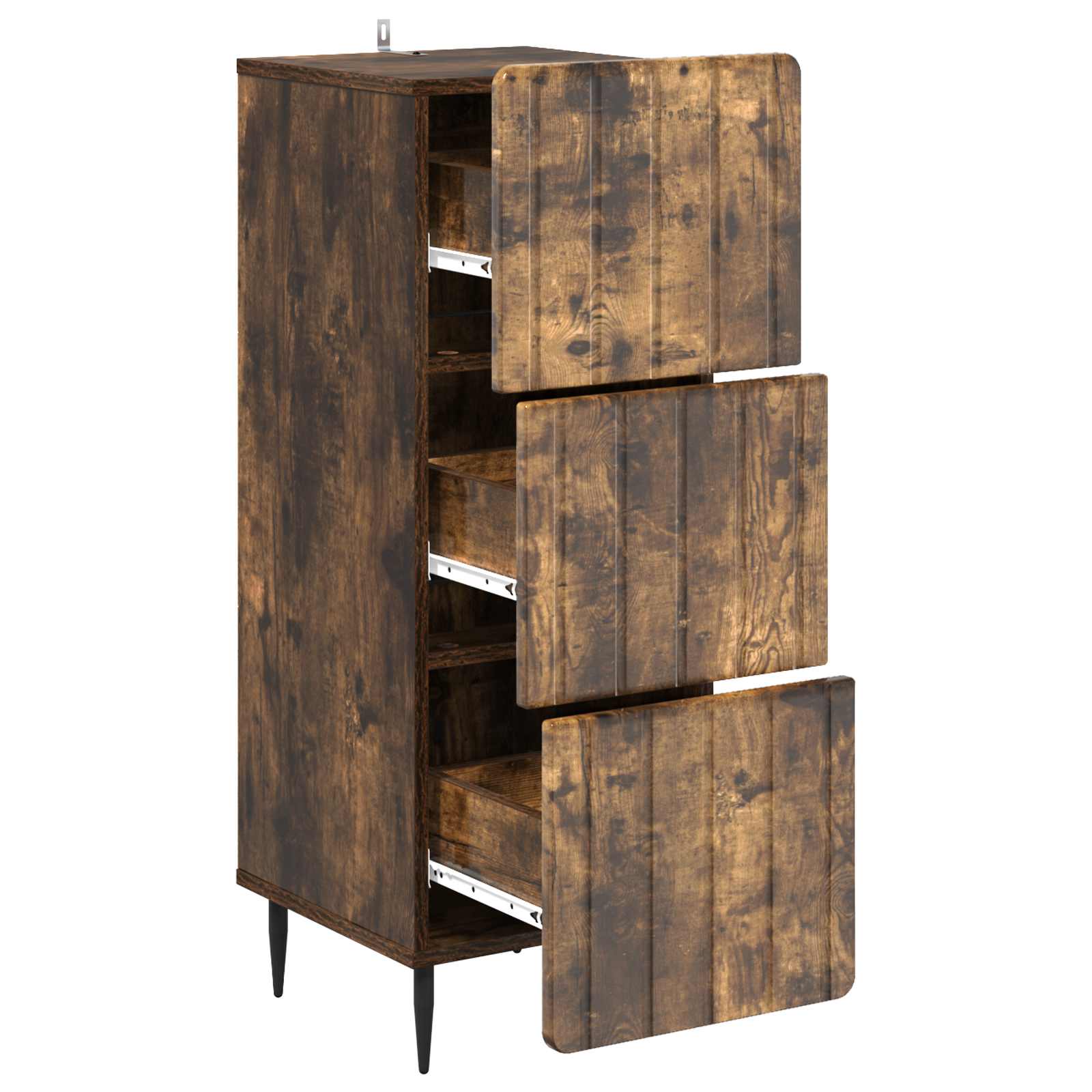 vidaXL Drawer Cabinet 33 x 34.5 x 92 cm Engineered Wood Smoked Oak 5