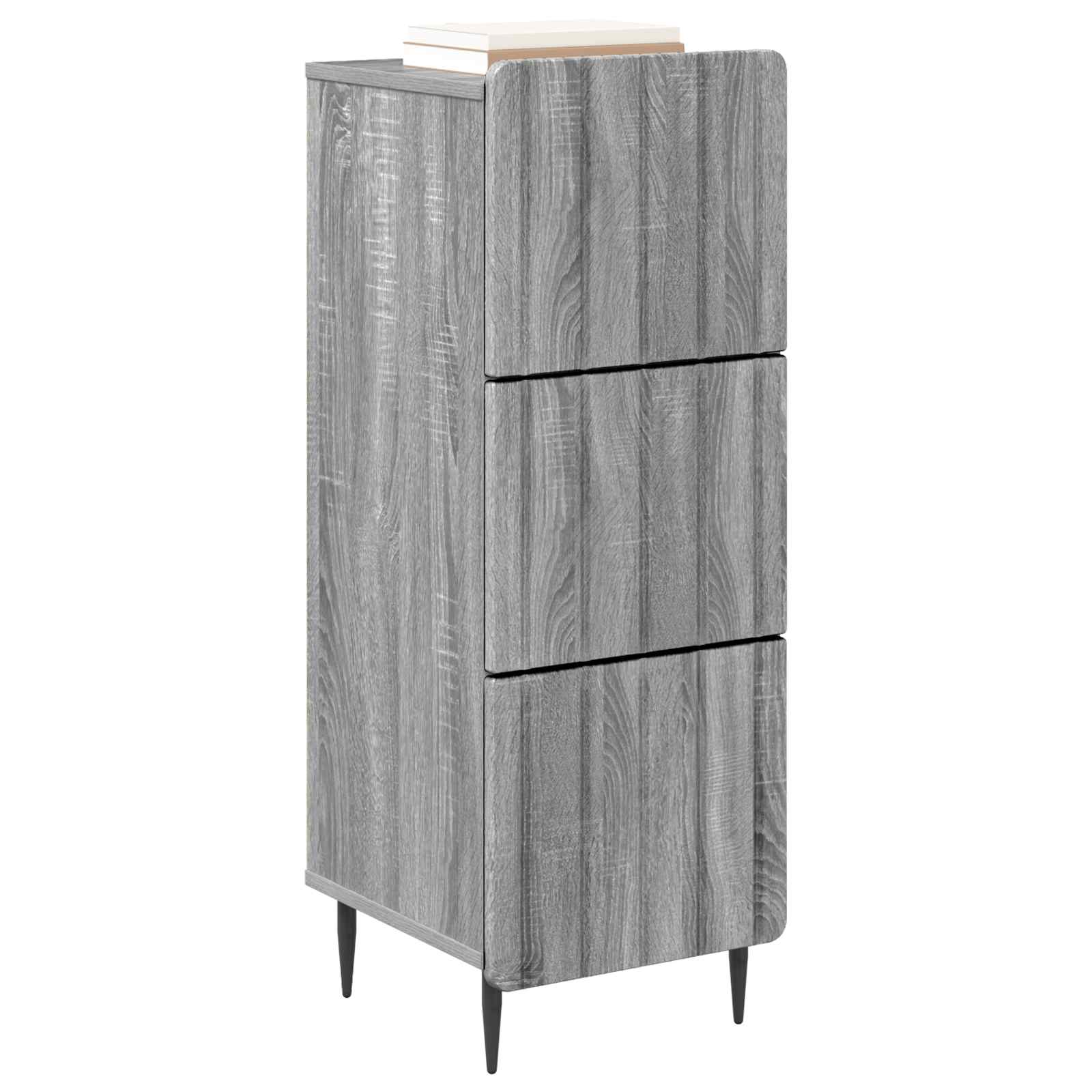 vidaXL Drawer Cabinet 33 x 34.5 x 92 cm Engineered Wood Grey Sonoma 3