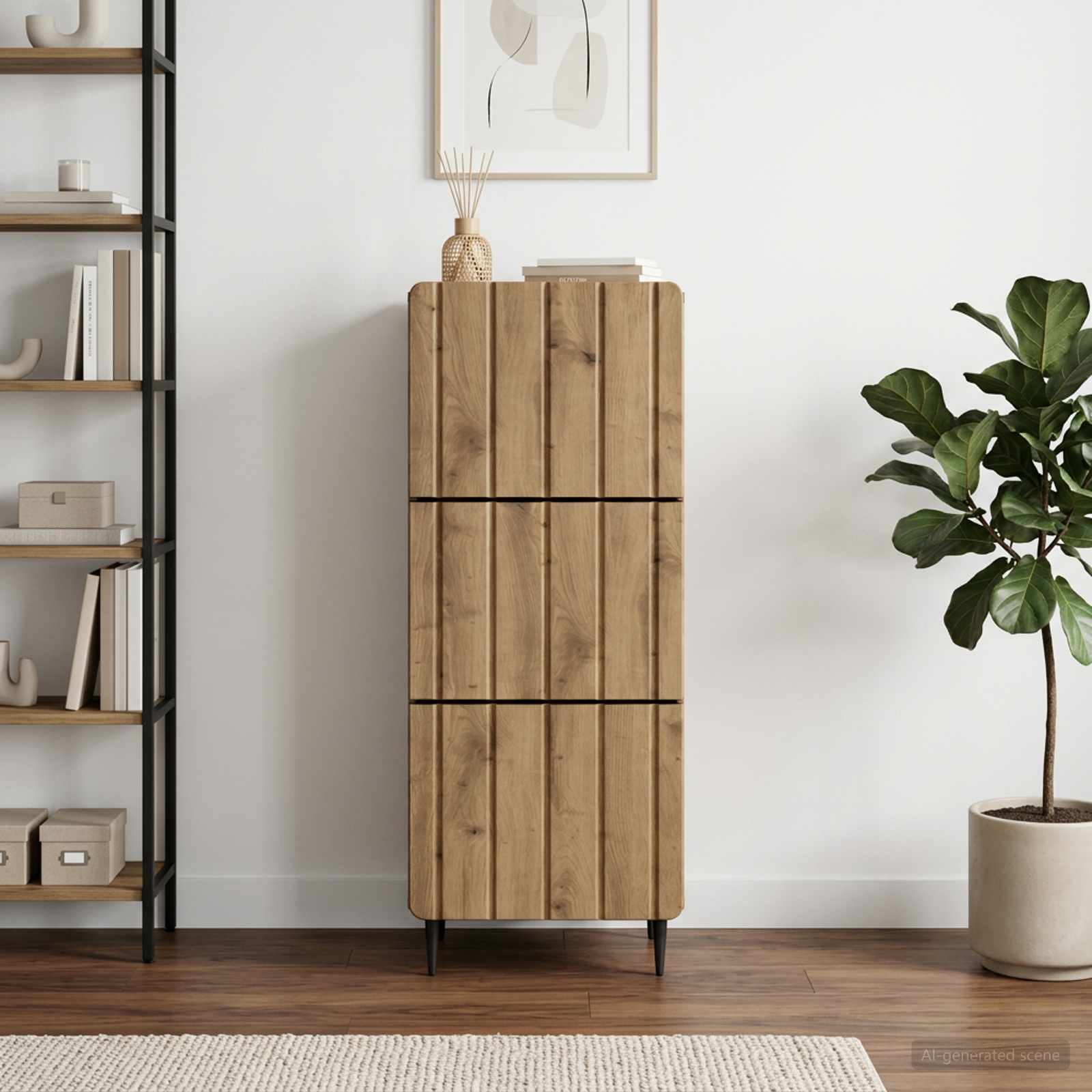 vidaXL Drawer Cabinet 33 x 34.5 x 92 cm Engineered Wood Artisan Oak 1