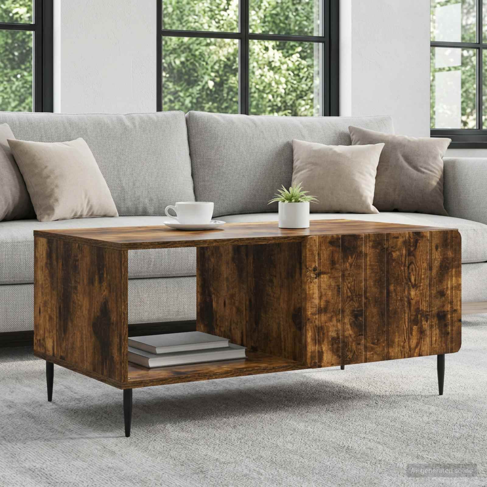 vidaXL Coffee Table Smoked Oak 90 x 50 x 40 cm Engineered Wood 1