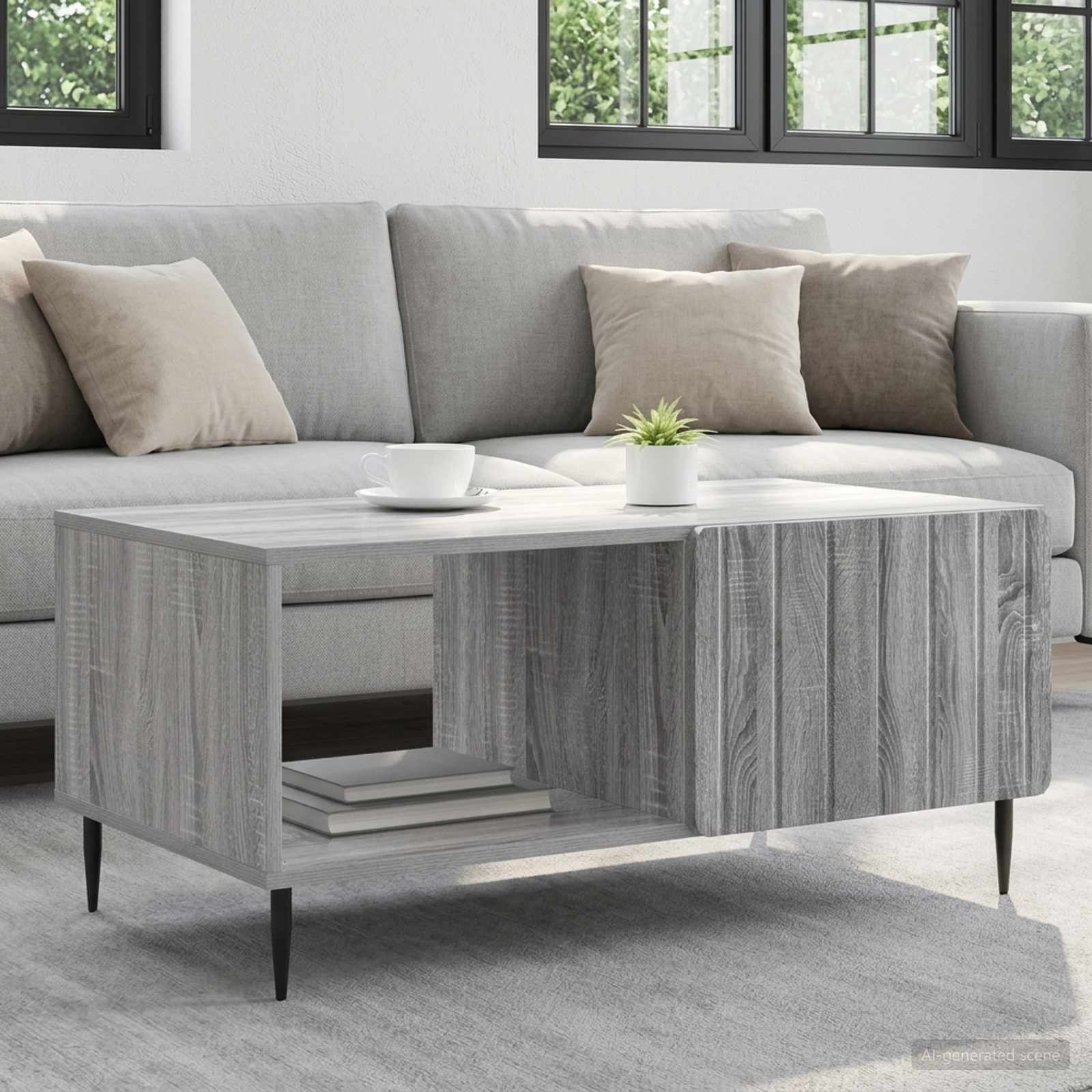 vidaXL Coffee Table Grey Sonoma 90 x 50 x 40 cm Engineered Wood 1