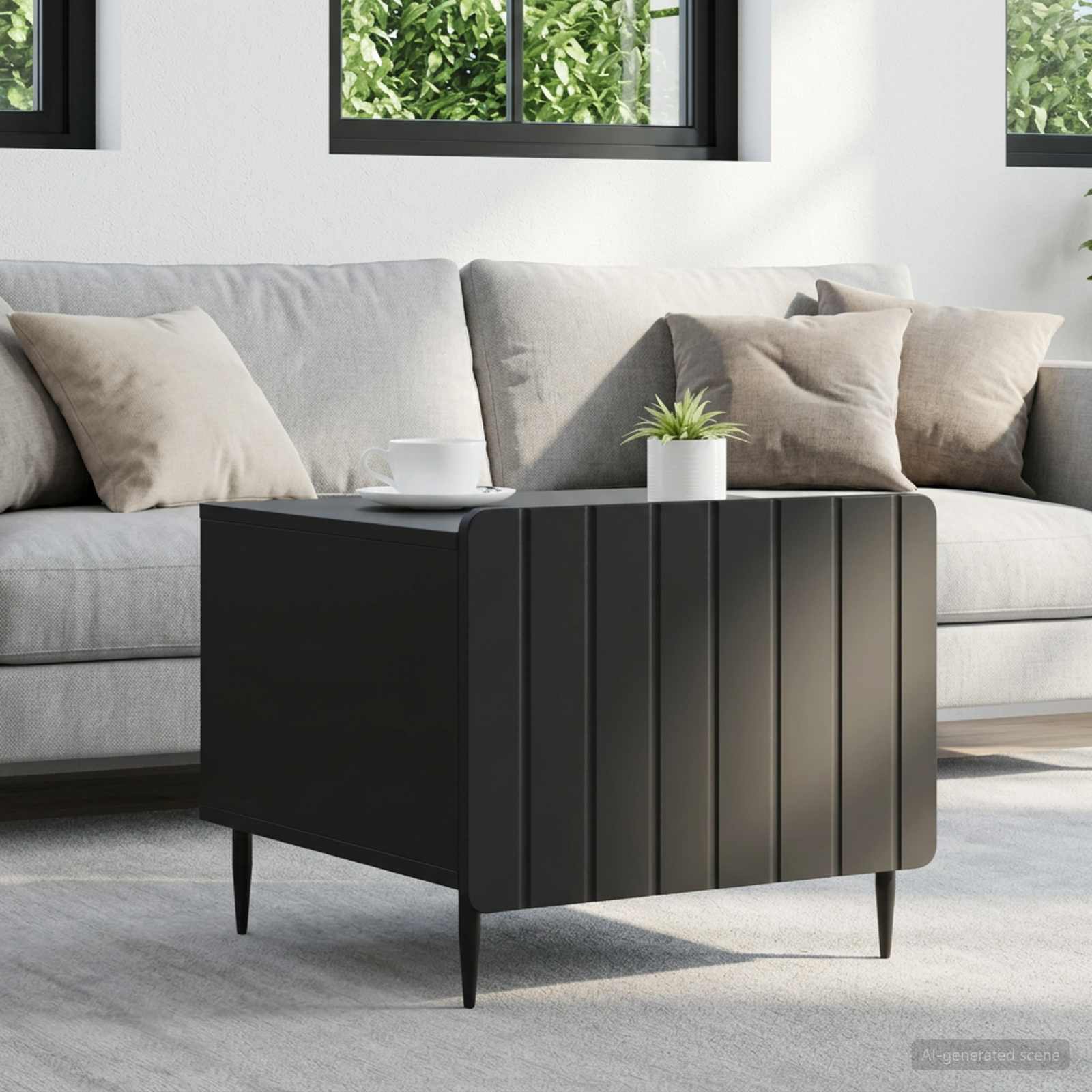 vidaXL Coffee Table with Drawer Black 49 x 50 x 42 cm Engineered Wood 1