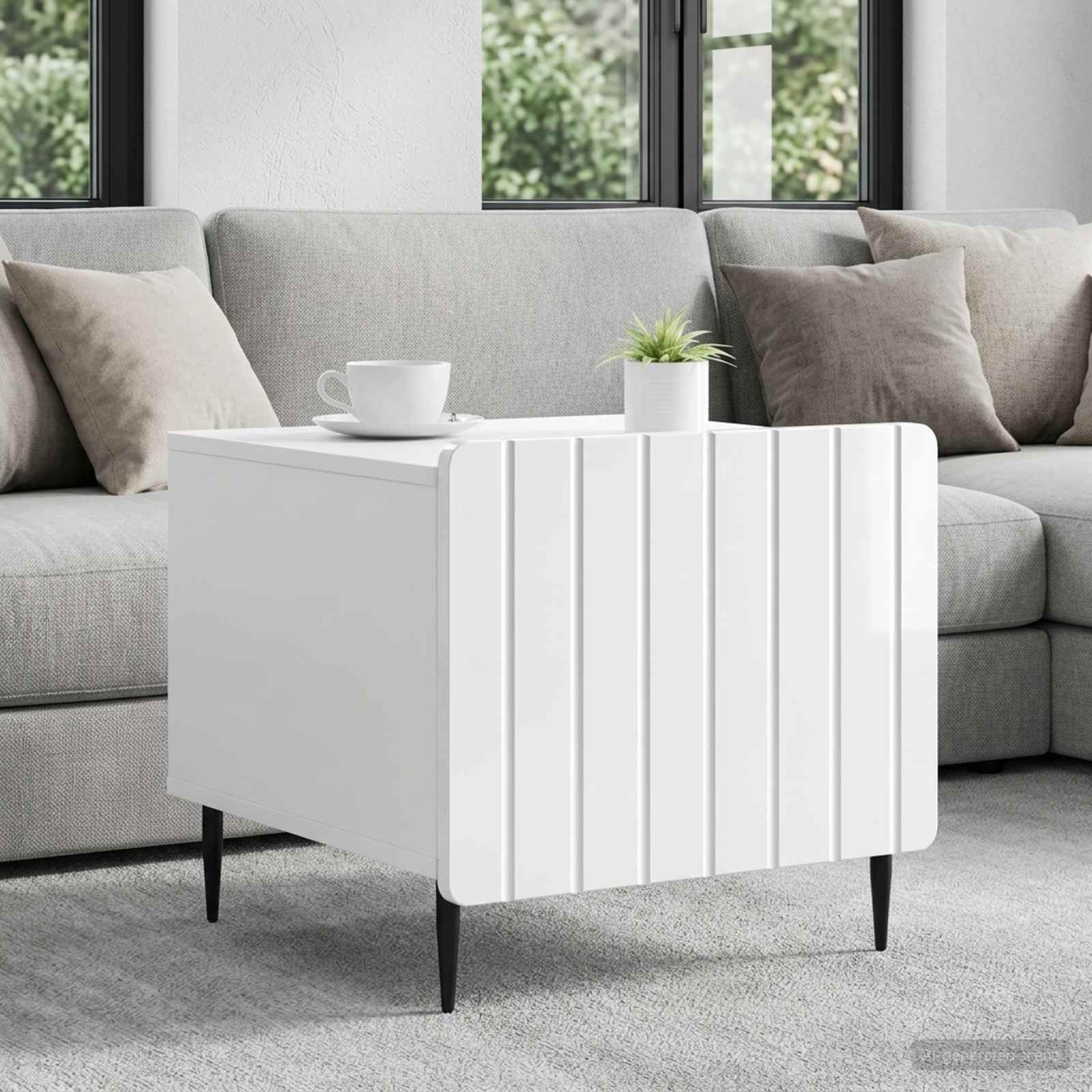 vidaXL Coffee Table High Gloss White 49 x 50 x 42 cm Engineered Wood 1