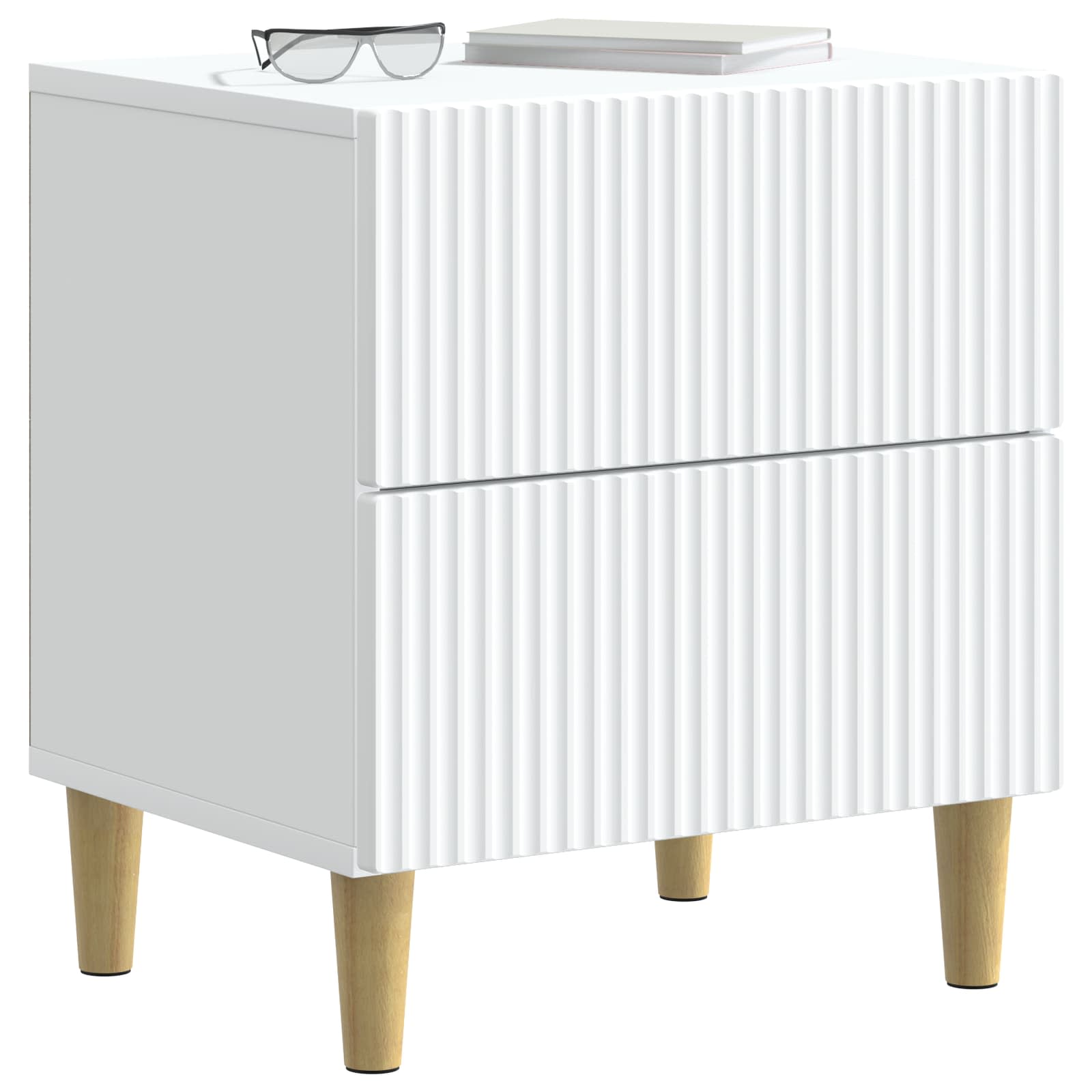 vidaXL Bedside Cabinet 2 pcs White 43 x 34.5 x 48 cm Engineered Wood 3