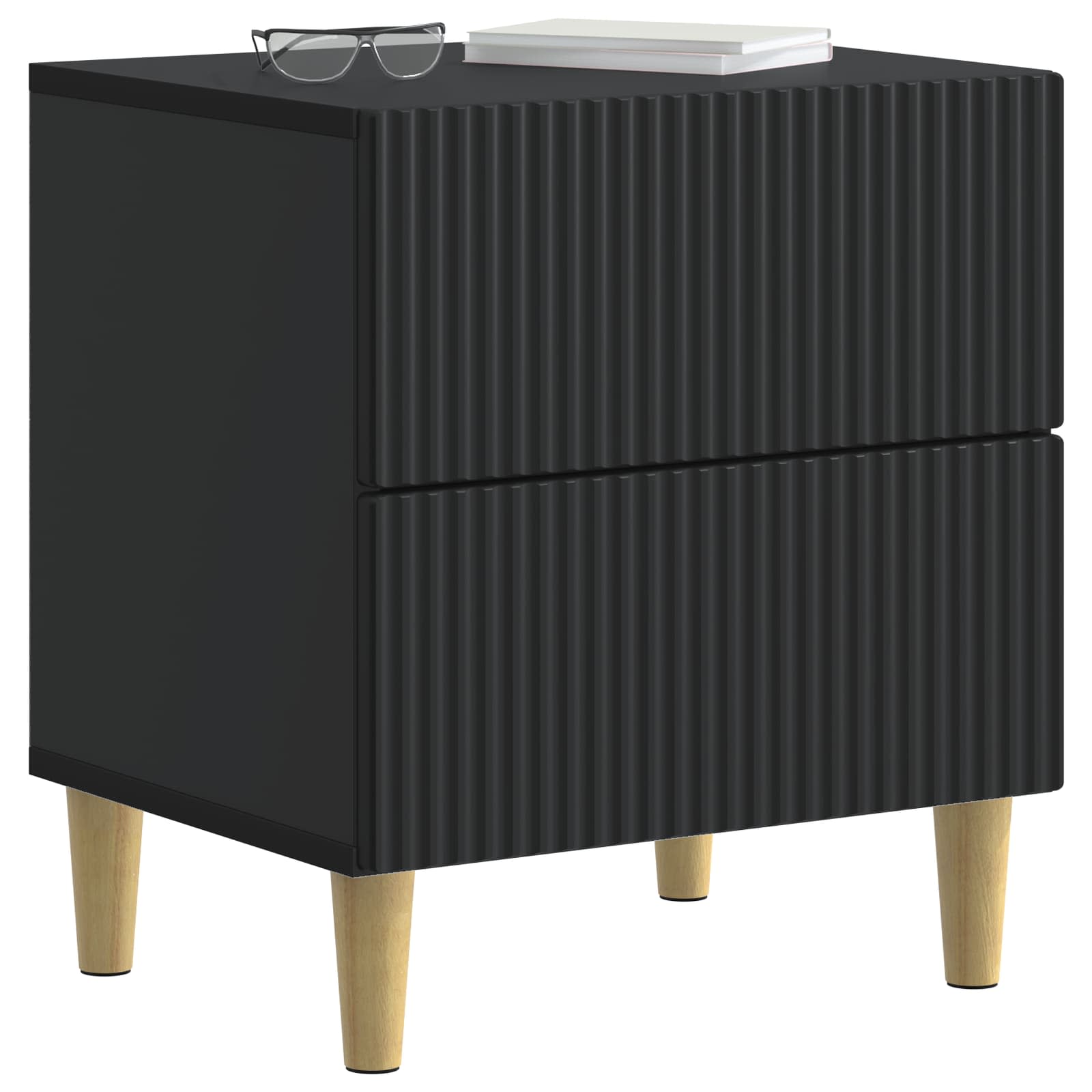 vidaXL Bedside Cabinet Black 43 x 34.5 x 48 cm Engineered Wood 3