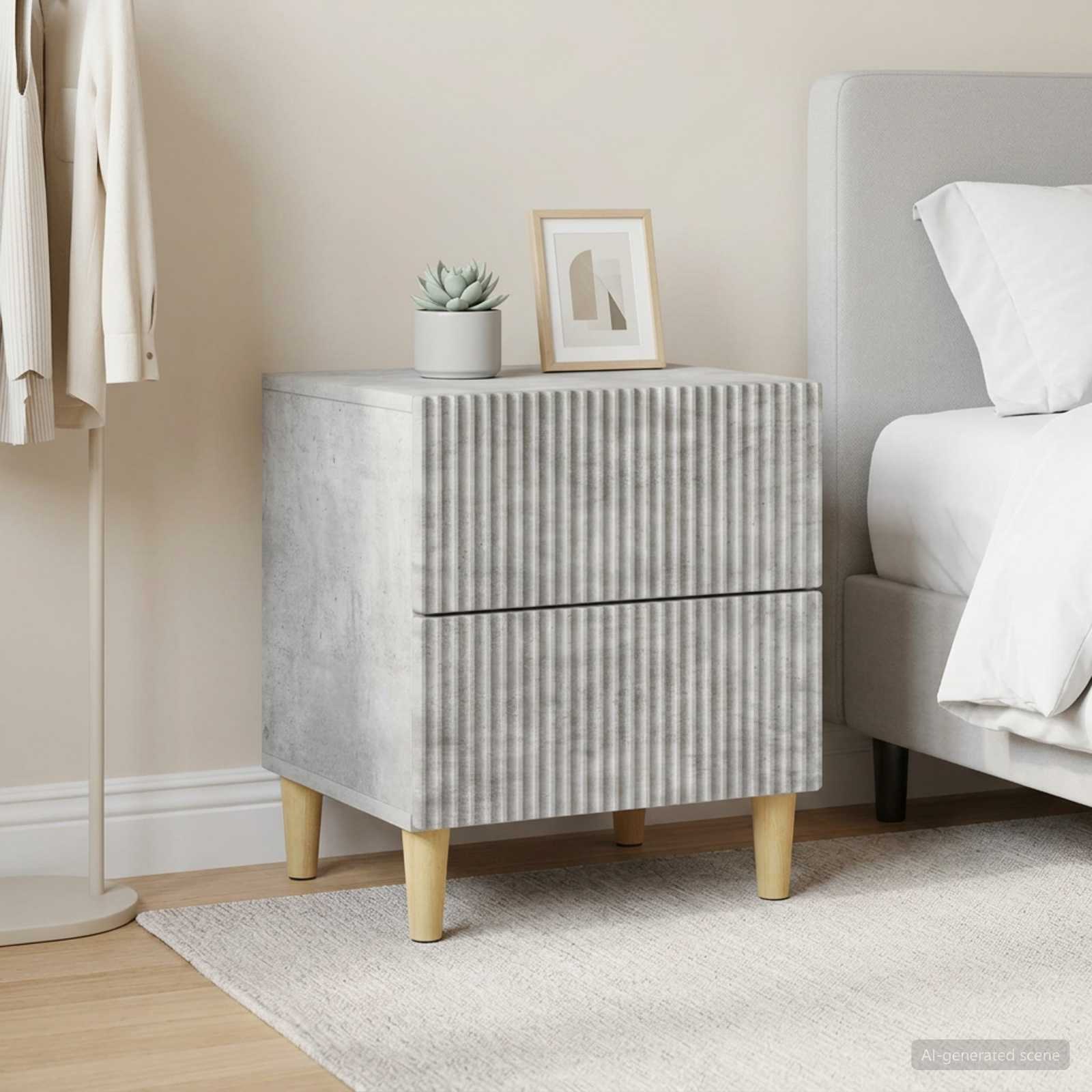 vidaXL Bedside Cabinet 2 pcs Concrete Grey 43 x 34.5 x 48 cm 4