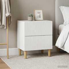vidaXL Bedside Cabinet 2 pcs High Gloss White 43 x 34.5 x 48 cm 4