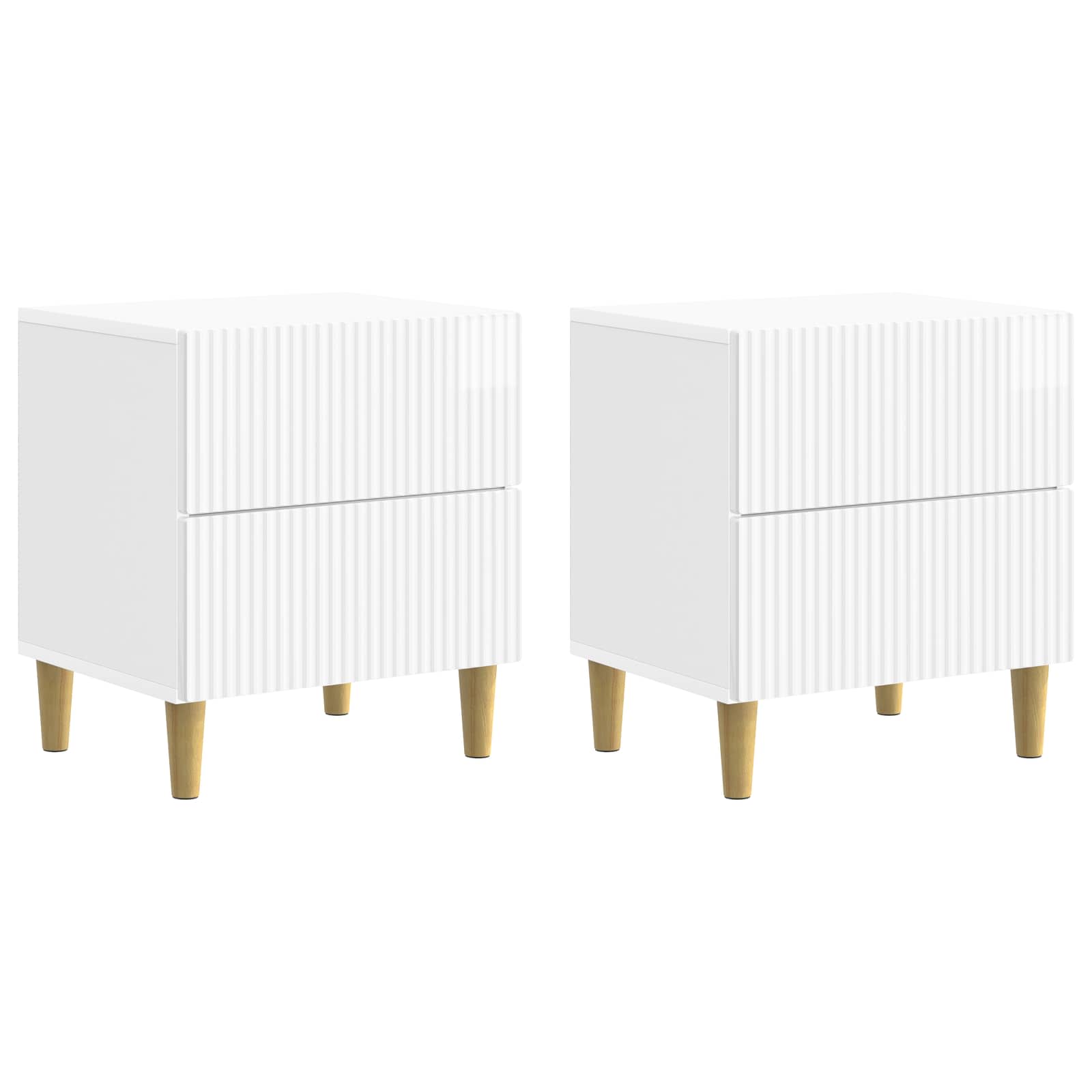 vidaXL Bedside Cabinet 2 pcs High Gloss White 43 x 34.5 x 48 cm 2