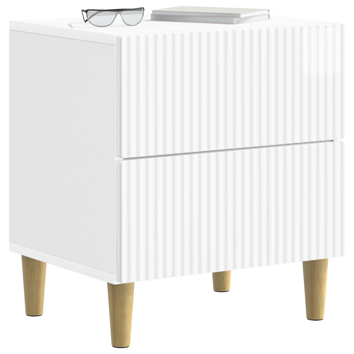 vidaXL Bedside Cabinet 2 pcs High Gloss White 43 x 34.5 x 48 cm 3