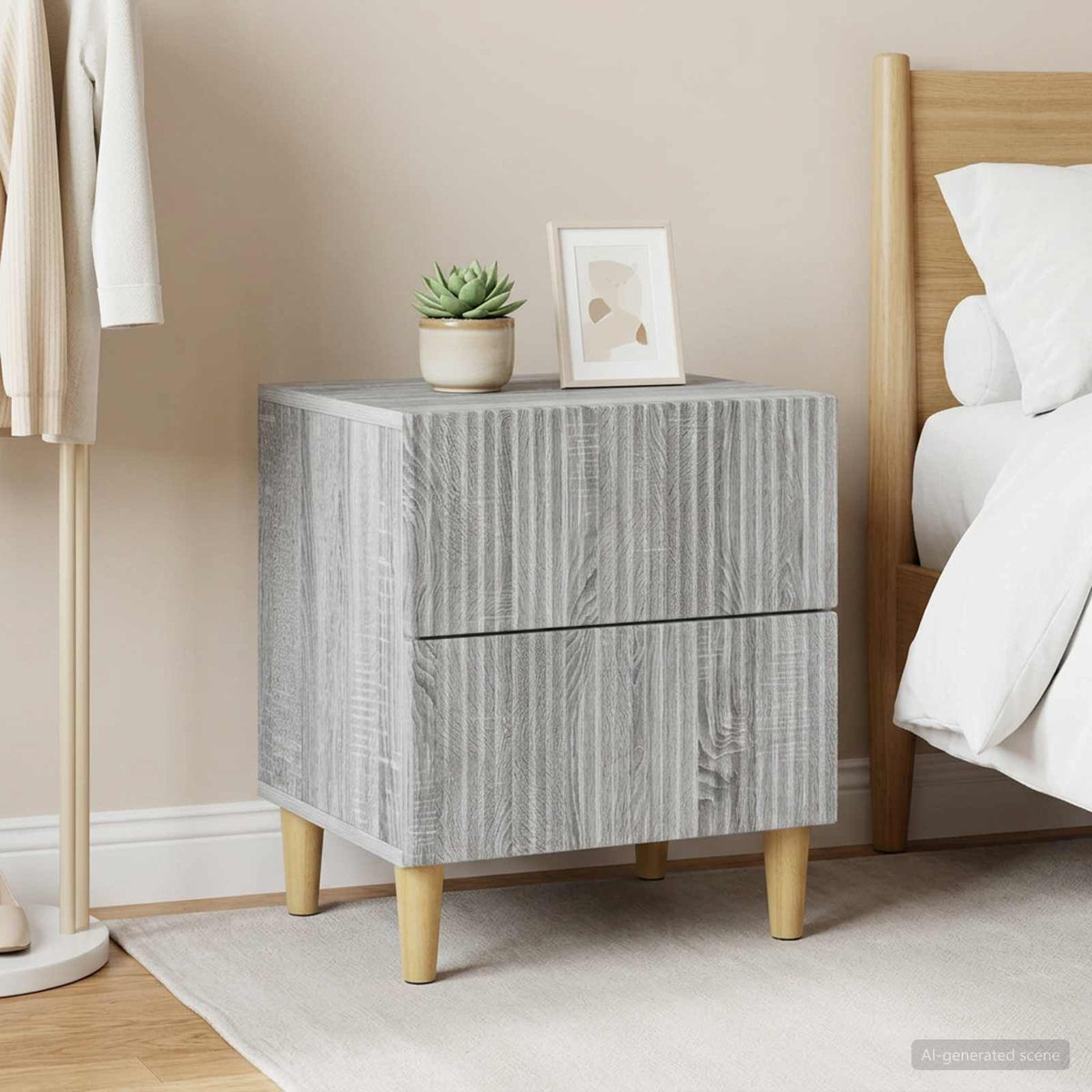 vidaXL Bedside Cabinet 2 pcs Grey Sonoma 43 x 34.5 x 48 cm 4