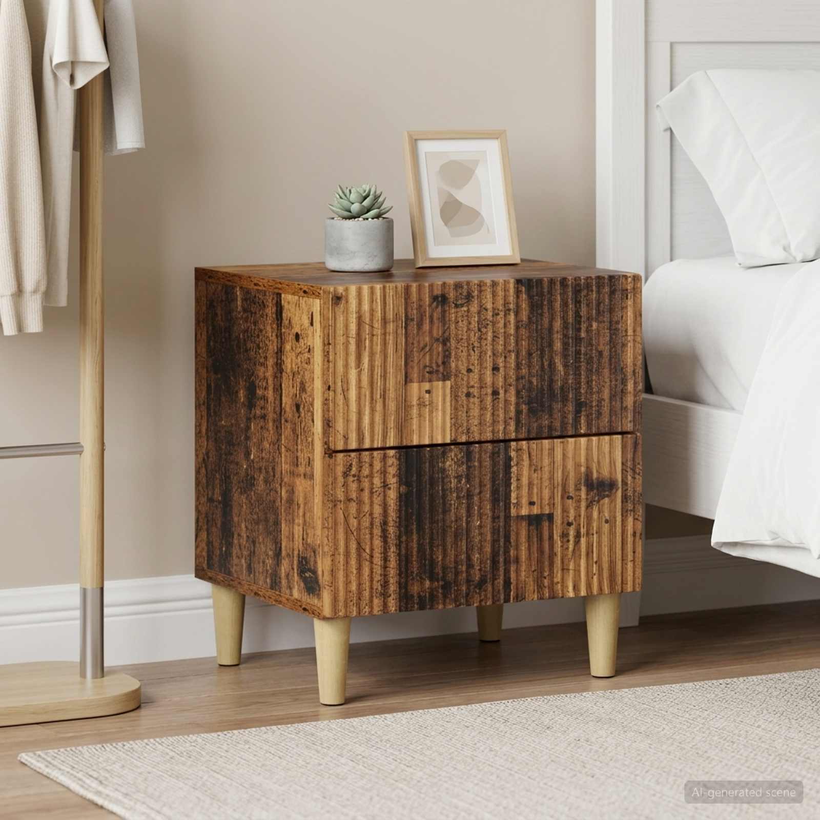 vidaXL Bedside Cabinet 2 pcs Old Wood 43 x 34.5 x 48 cm 1