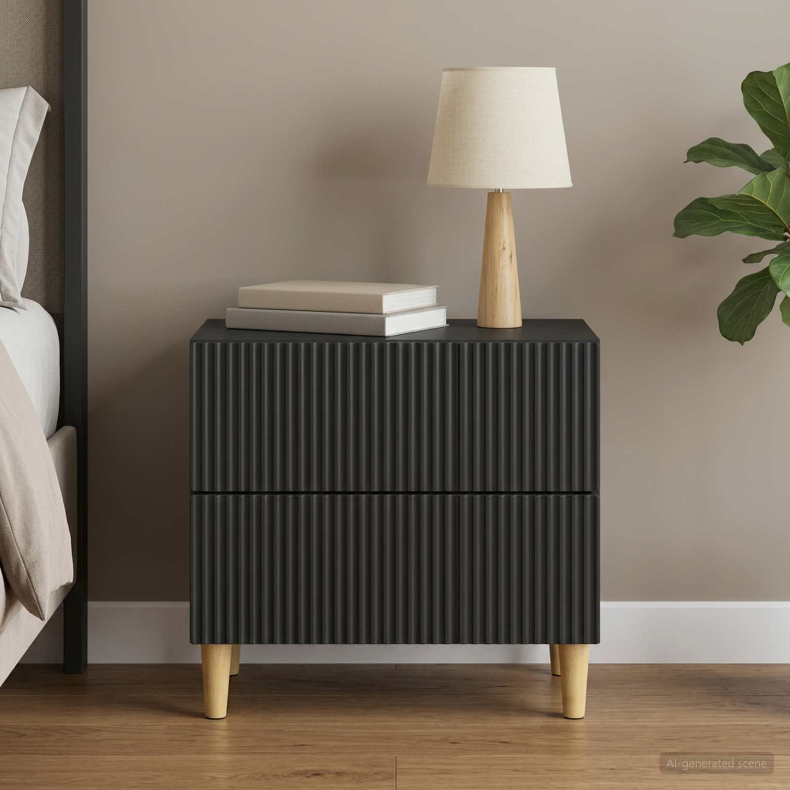 vidaXL Bedside Cabinet Black 62 x 34.5 x 48 cm Engineered Wood 1