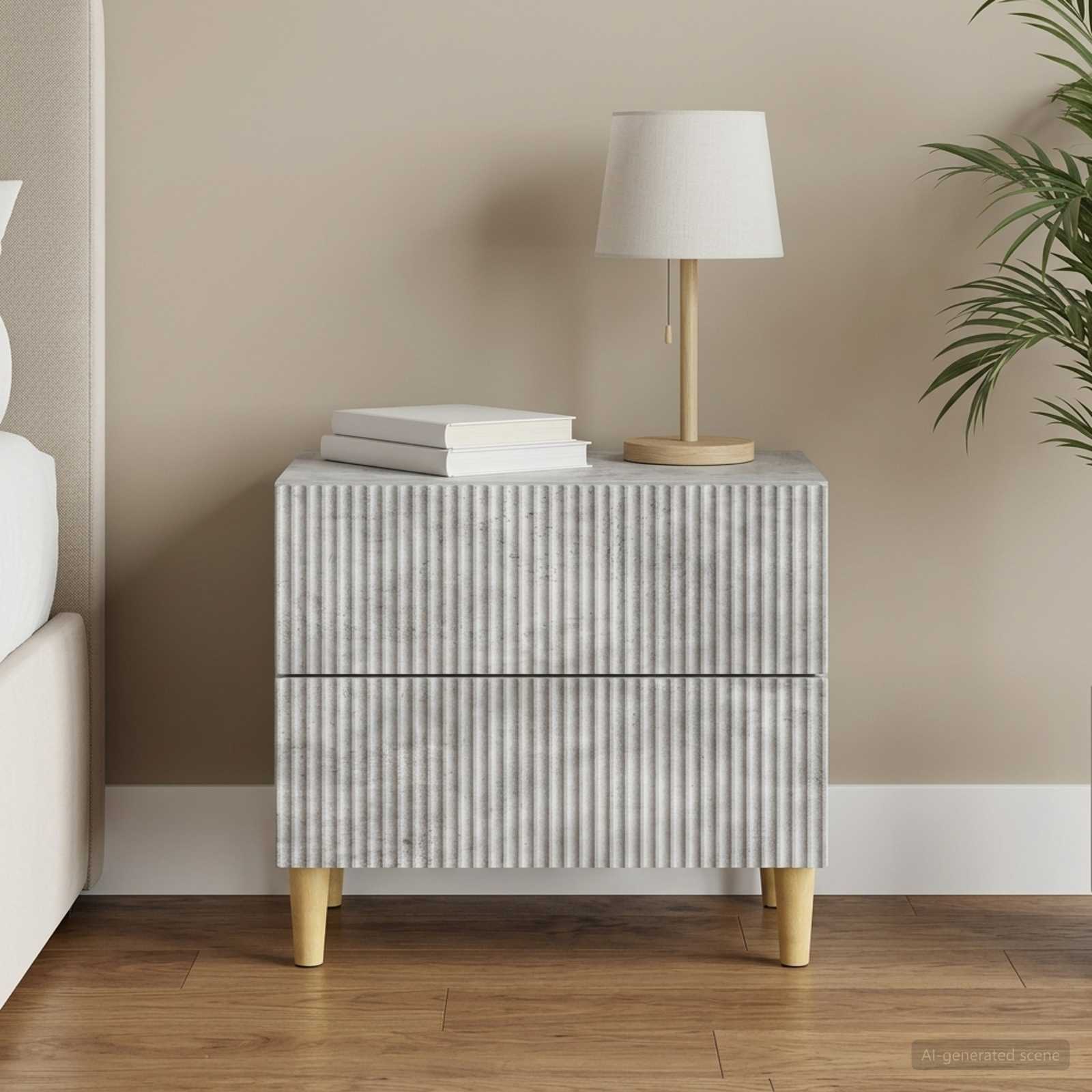 vidaXL Bedside Cabinet Concrete Grey 62 x 34.5 x 48 cm Engineered Wood 1