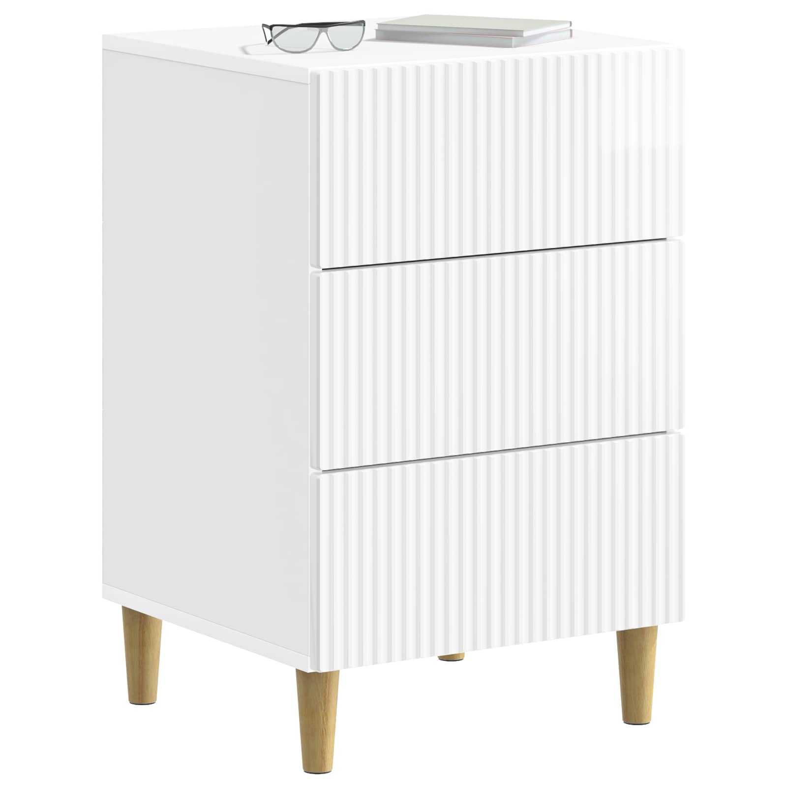 vidaXL Bedside Cabinet with Drawer High Gloss White 43 x 41 x 66.5 cm 3