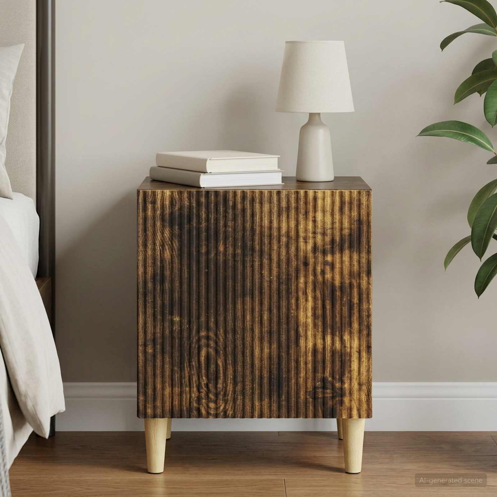 vidaXL Bedside Cabinet Smoked Oak 43 x 34.5 x 50 cm Engineered Wood 1
