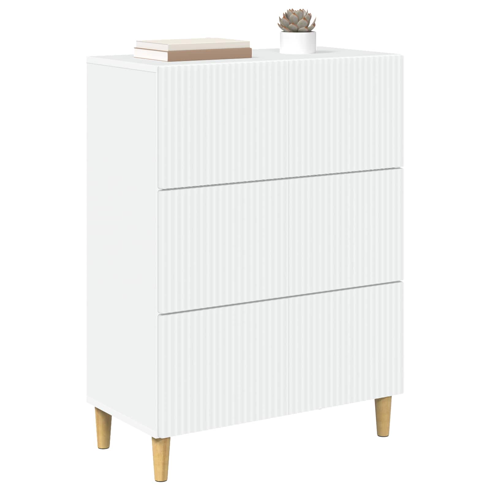 vidaXL Drawer Cabinet White 66 x 34.5 x 90 cm Engineered Wood 3