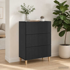 vidaXL Drawer Cabinet 66 x 34.5 x 90 cm Engineered Wood Black 4