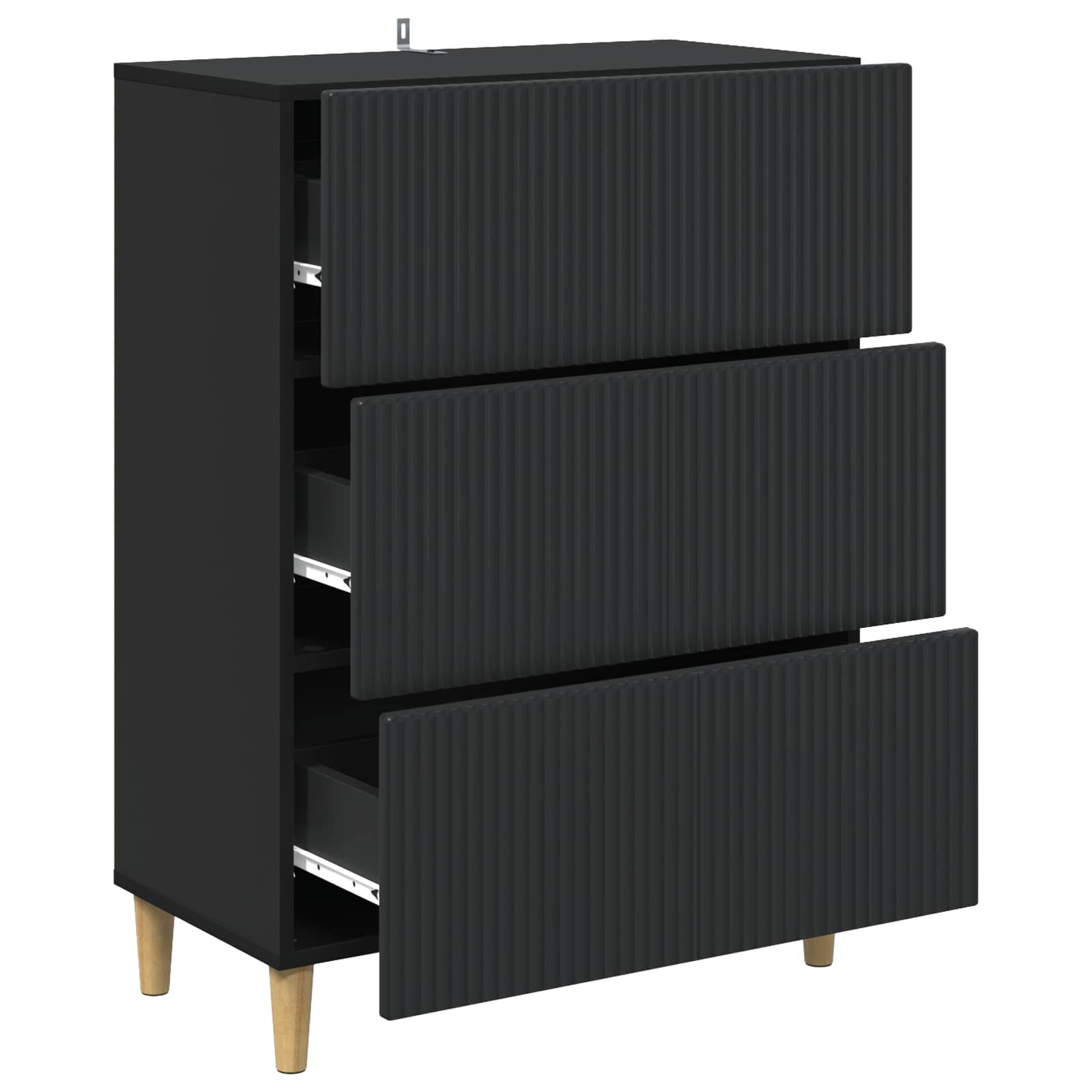 vidaXL Drawer Cabinet 66 x 34.5 x 90 cm Engineered Wood Black 5