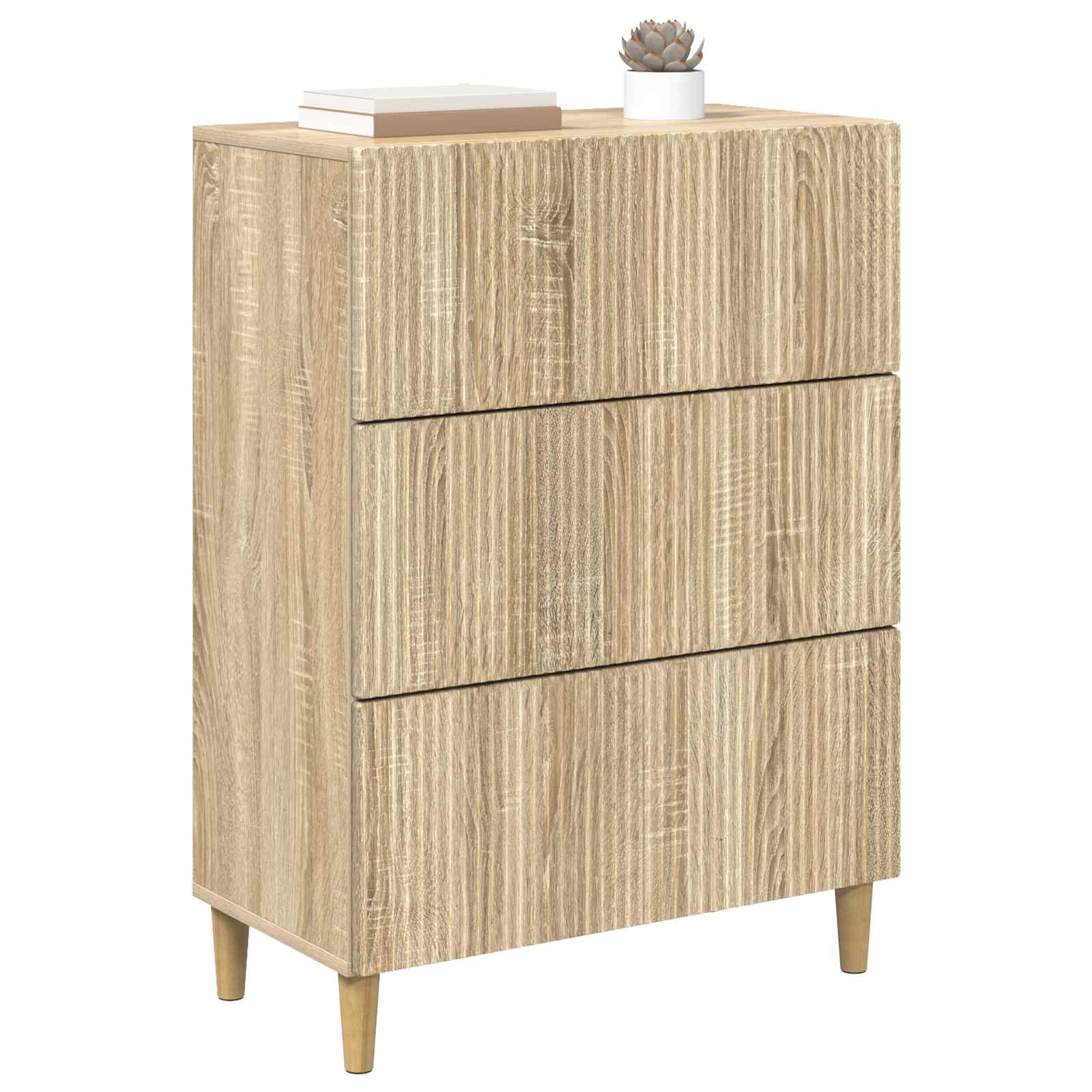 vidaXL Drawer Cabinet 66 x 34.5 x 90 cm Engineered Wood Sonoma Oak 3