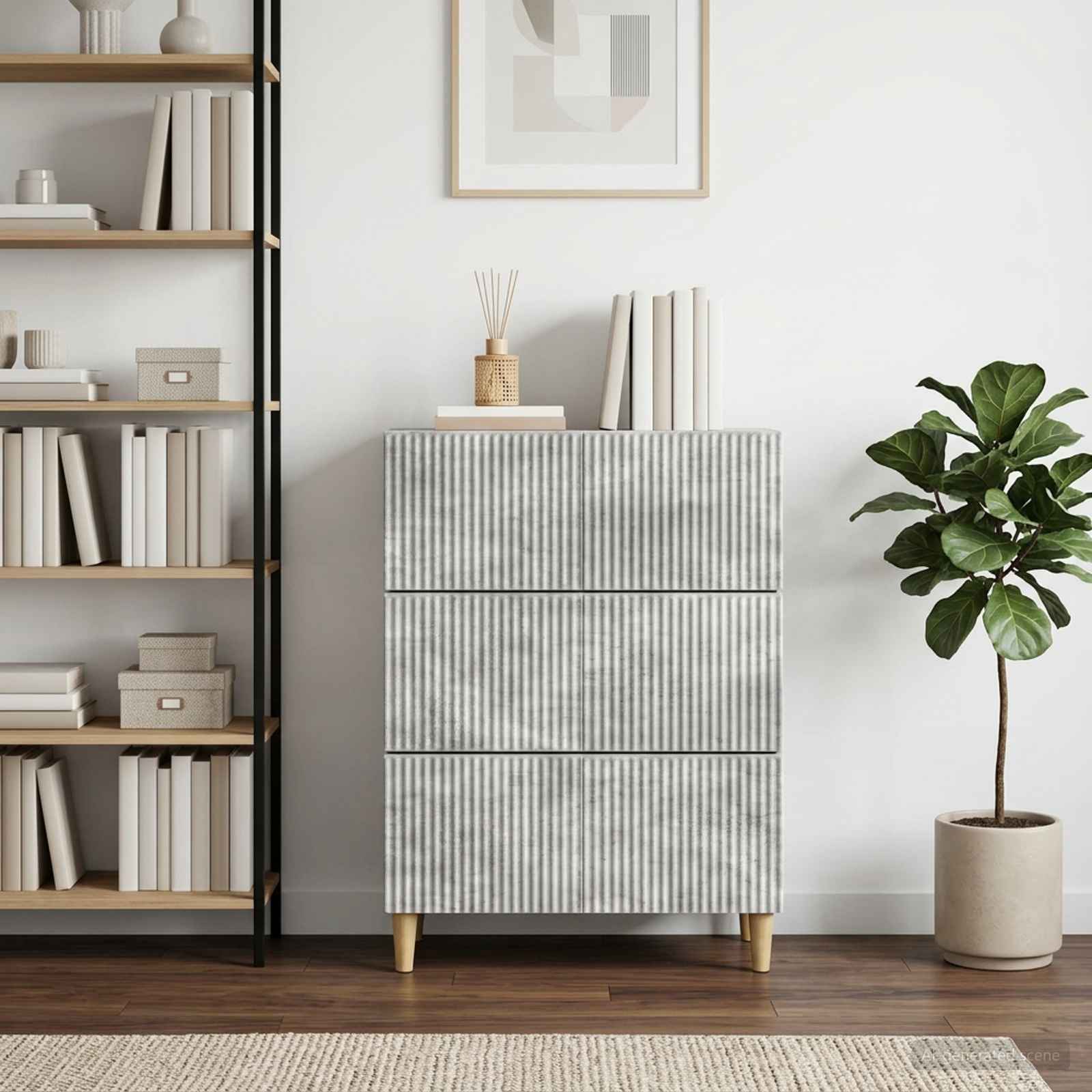 vidaXL Drawer Cabinet 66 x 34.5 x 90 cm Engineered Wood Concrete Grey 4