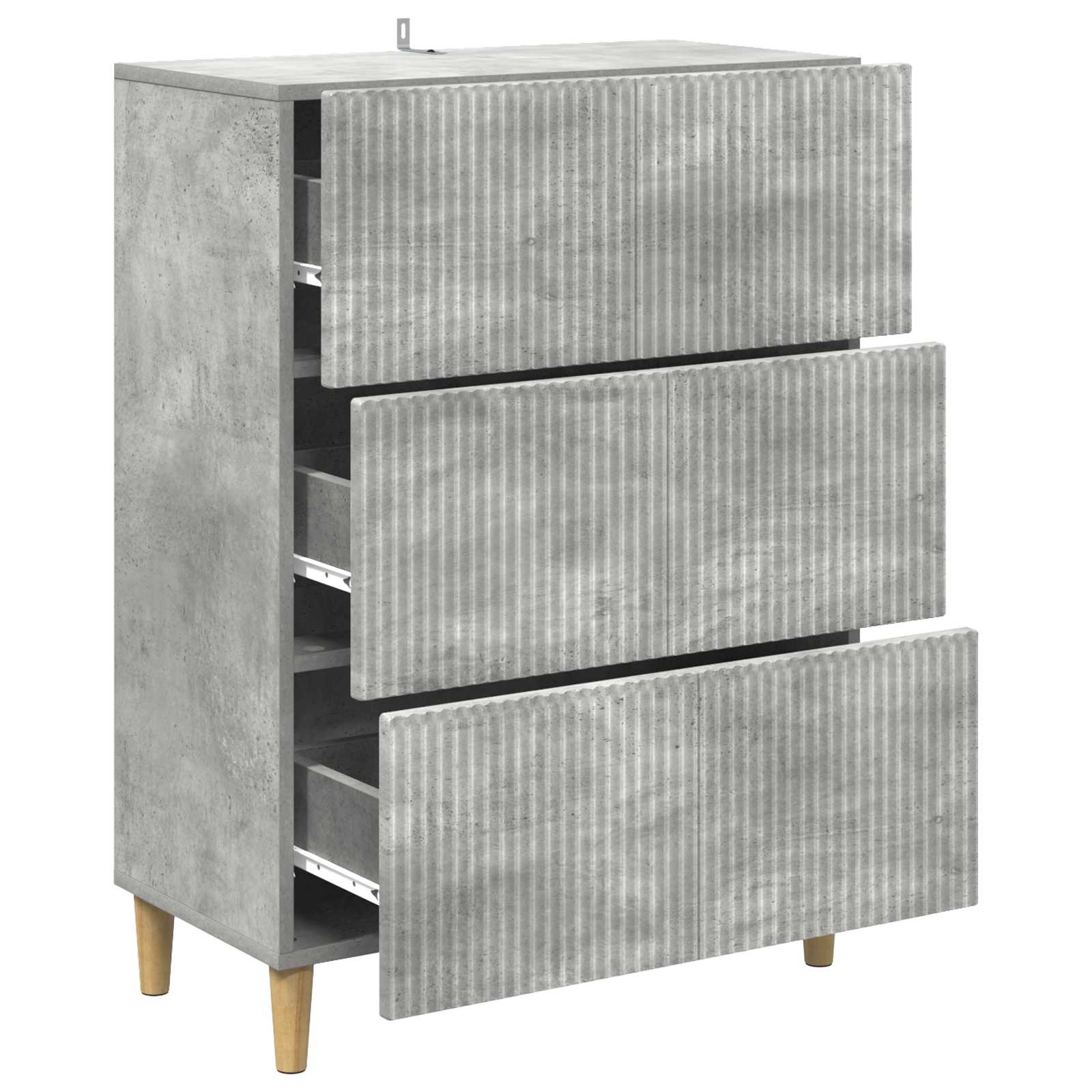 vidaXL Drawer Cabinet 66 x 34.5 x 90 cm Engineered Wood Concrete Grey 5